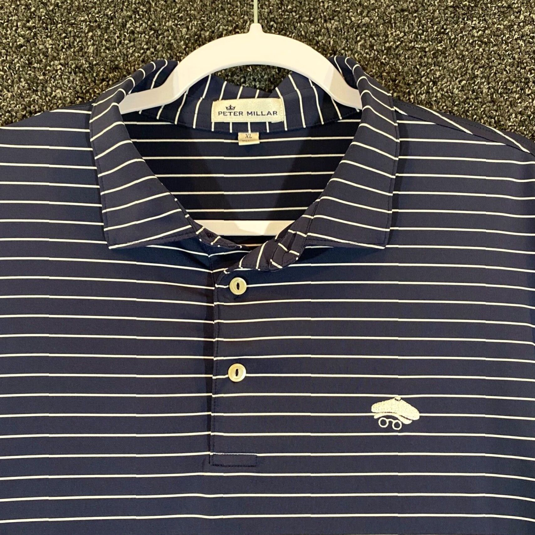 Peter Millar Peter Millar Polo Mens XL Blue White Striped Performance Golf Shirt S/S Polo Shirt Mens XL Blue Striped Peter Millar Golf Performance Shirt Size US XL / EU 56 / 4 - 2 Thumbnail