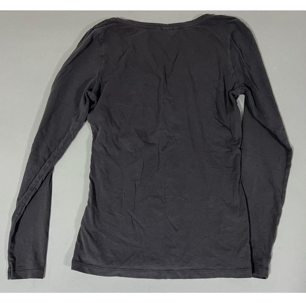 Vintage Gray Grey Scoop-Neck Long Sleeve Tee T-Shirt Top Size M ⛓️ Size M / US 6-8 / IT 42-44 - 4 Thumbnail