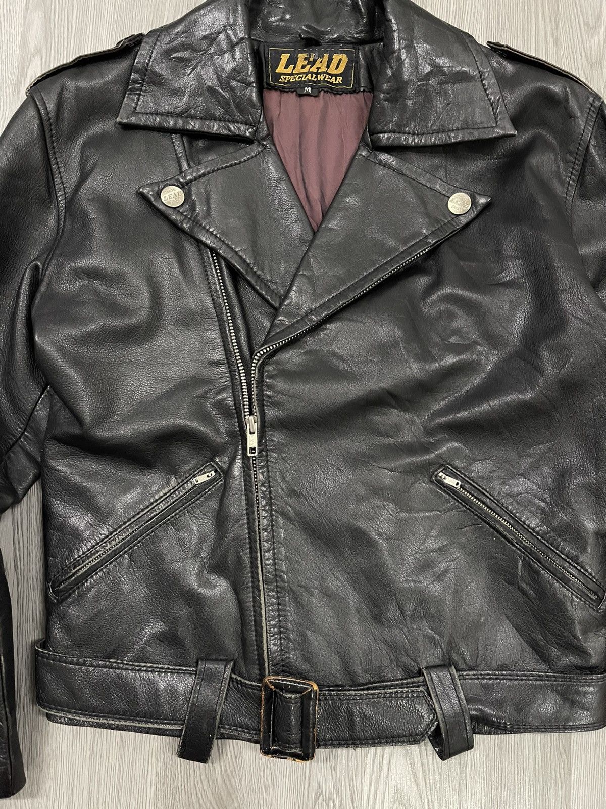 Japanese Brand × Vintage LEAD TOKYO JAPAN SPECIALWEAR DOUBLE COLLAR LEATHER JACKET Size M / US 6-8 / IT 42-44 - 12 Thumbnail