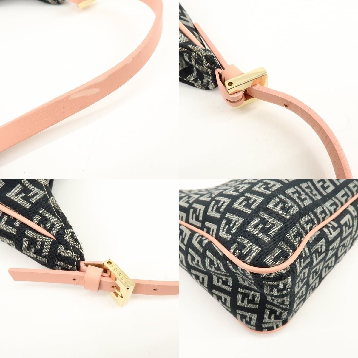 Fendi Fendi Zucchino Canvas & Leather Shoulder Bag Navy Size ONE SIZE - 4 Thumbnail