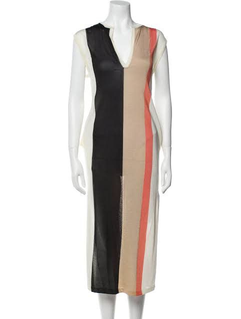 image of Toteme Totême - Bahia Colorblock Dress in Black/White/Orange, Women's (Size Small)