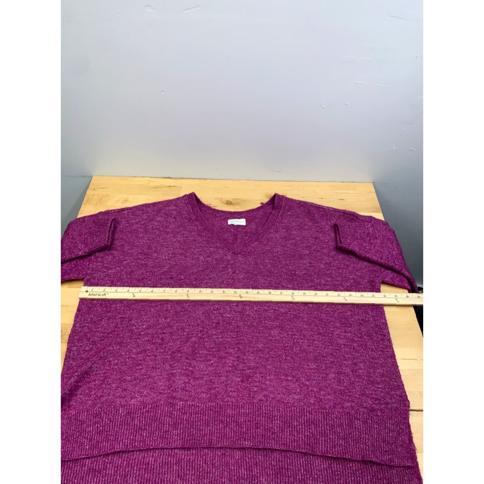 Lucky Brand Lucky Brand Sweater Women XL Purple V-Neck Wool Blend Pullover Solid All Seasons Lightweight Stretch Winter Spring Fall Casual Travel Workwear Size XL / US 12-14 / IT 48-50 - 7 Thumbnail