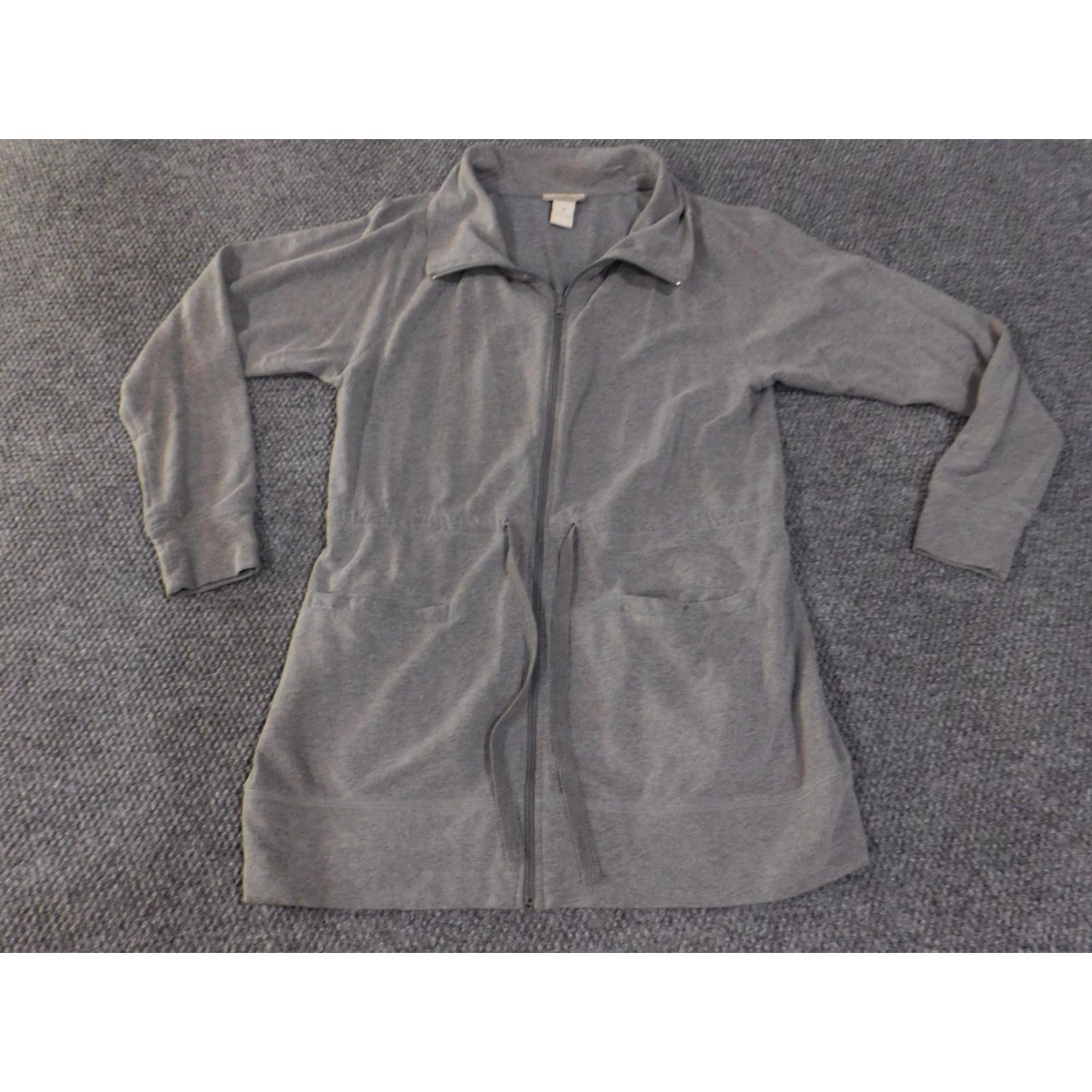Loft LOFT Jacket Womens Medium Gray Zip Up Long Lightweight Pockets Casual Drawstring Size M / US 6-8 / IT 42-44 - 4 Thumbnail
