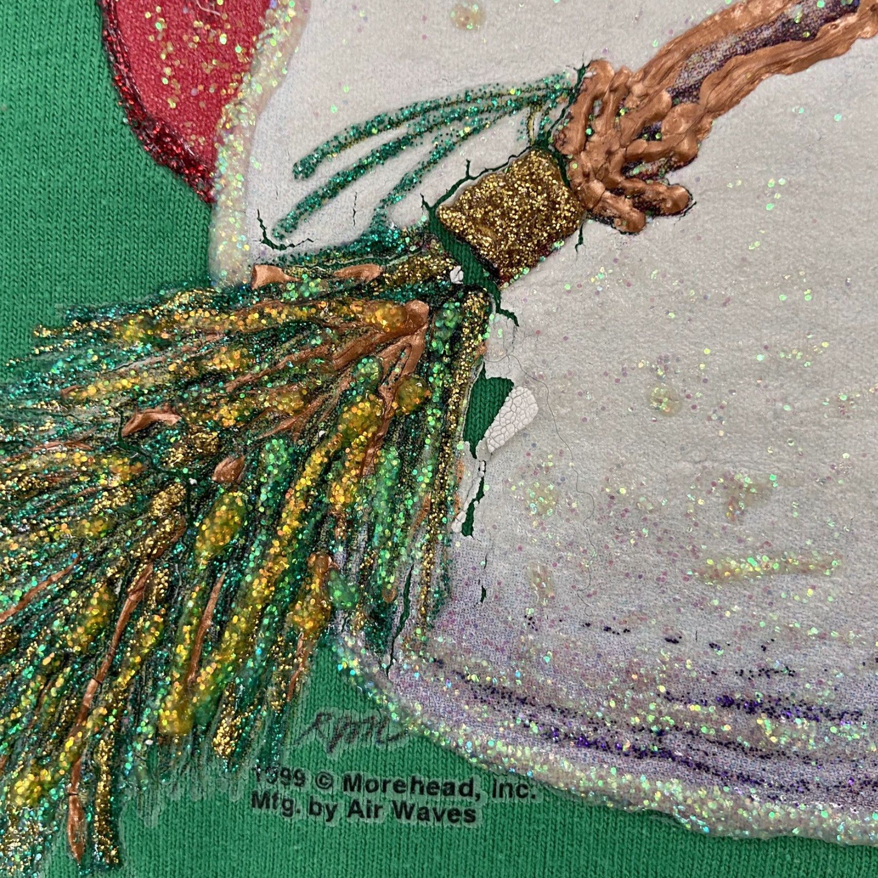 Jerzees VINTAGE 90s Snowman Hand Painted Green Adult T-Shirt Mens Large Christmas L Shirt Size US L / EU 52-54 / 3 - 6 Thumbnail