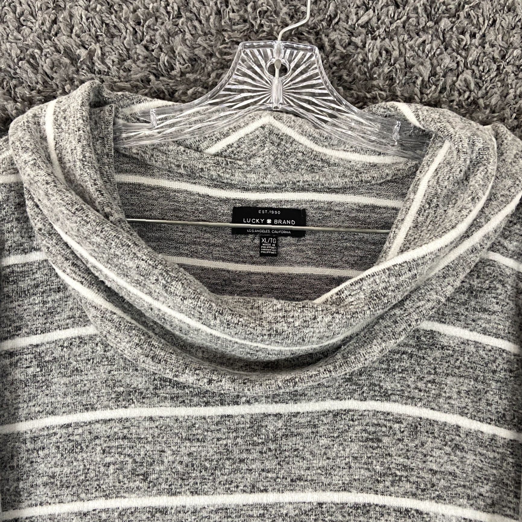 Lucky Brand LUCKY BRAND Blouse Women Gray White Striped Long Sleeve XL Regular Size Adult Women Size XL / US 12-14 / IT 48-50 - 5 Thumbnail