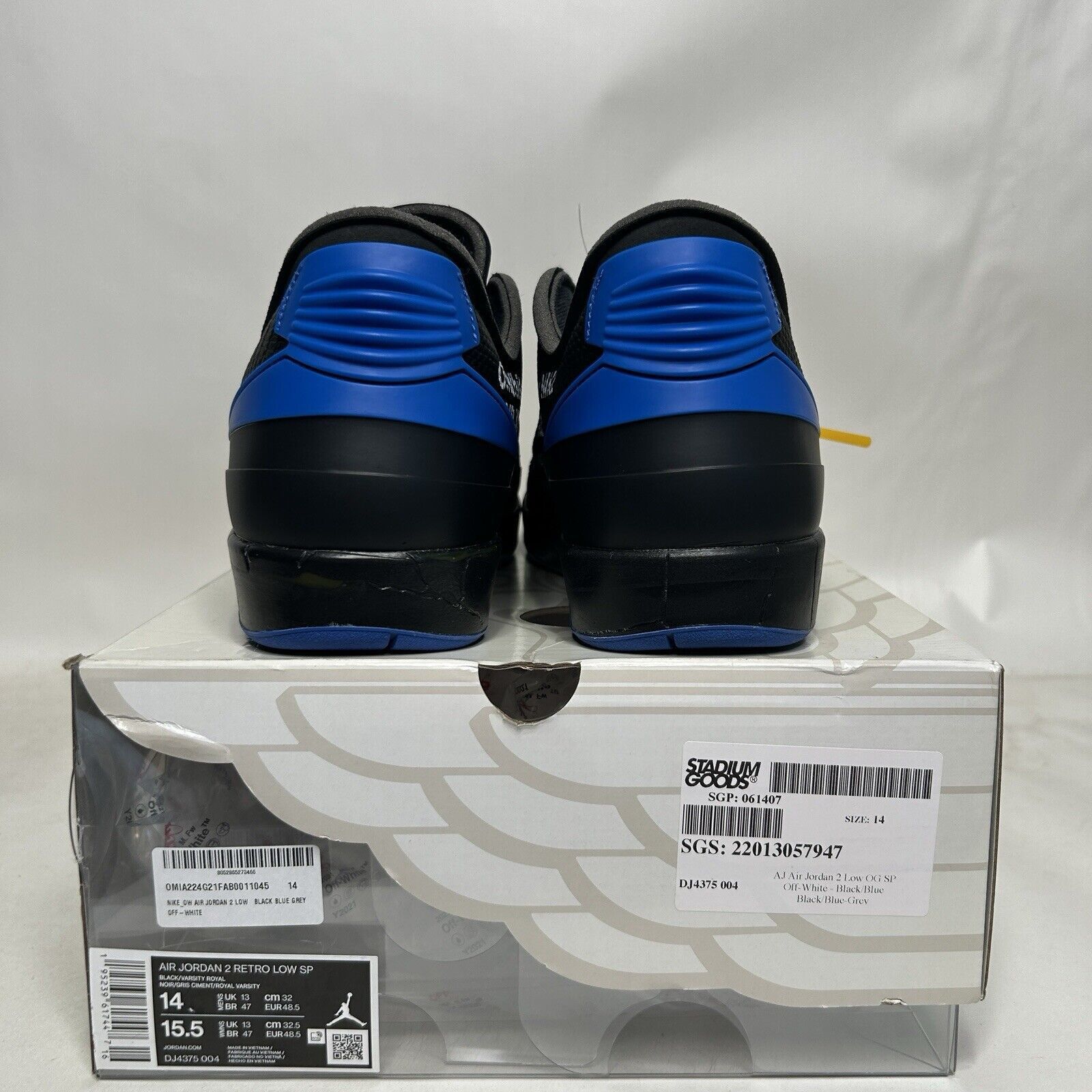 Jordan Brand Off-White x Air Jordan 2 Retro SP Low “Black Varsity Royal" Size US 14 / EU 47 - 4 Thumbnail