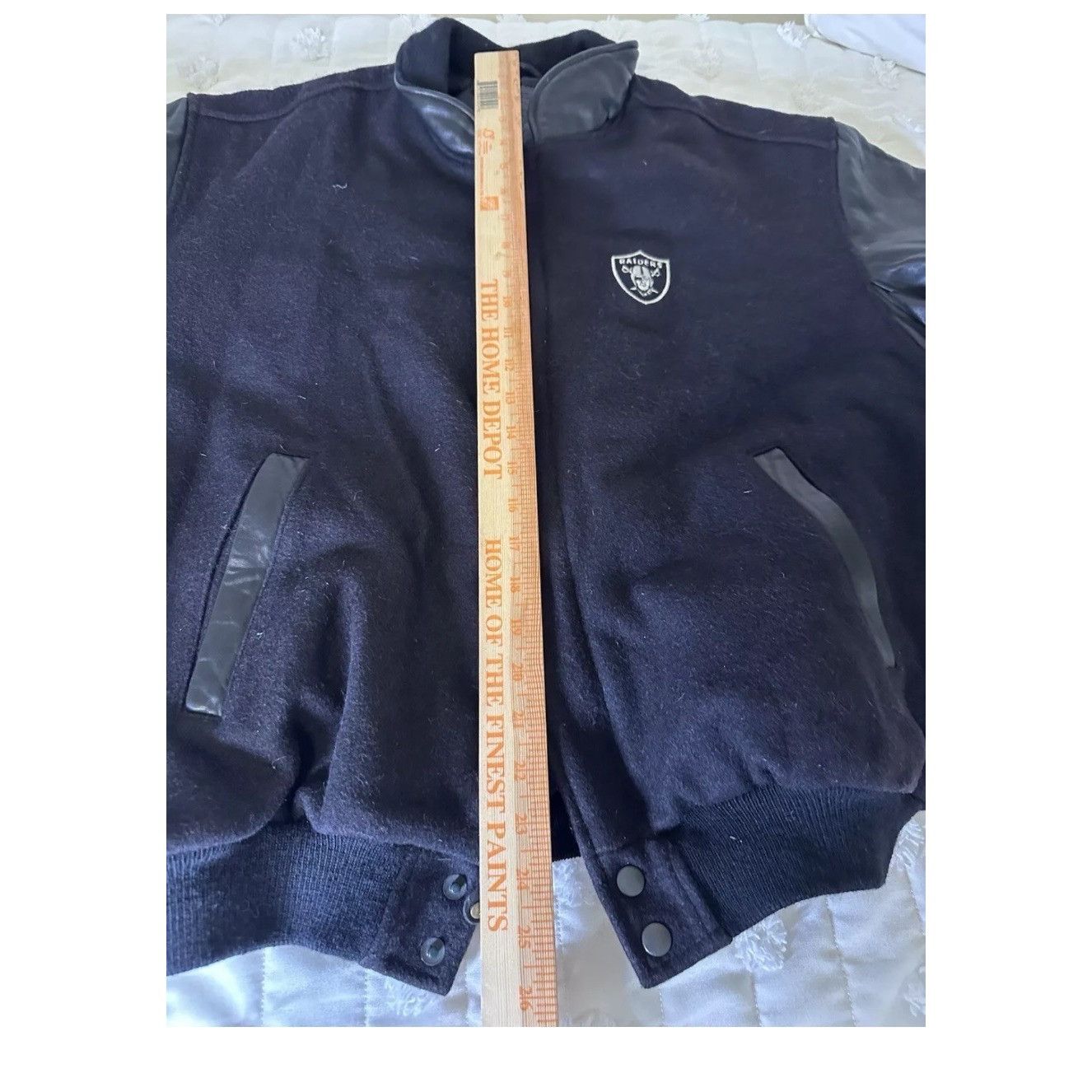 Other Raiders Black Wool & Leather Varsity Jacket With Logo Patch Size US L / EU 52-54 / 3 - 8 Thumbnail