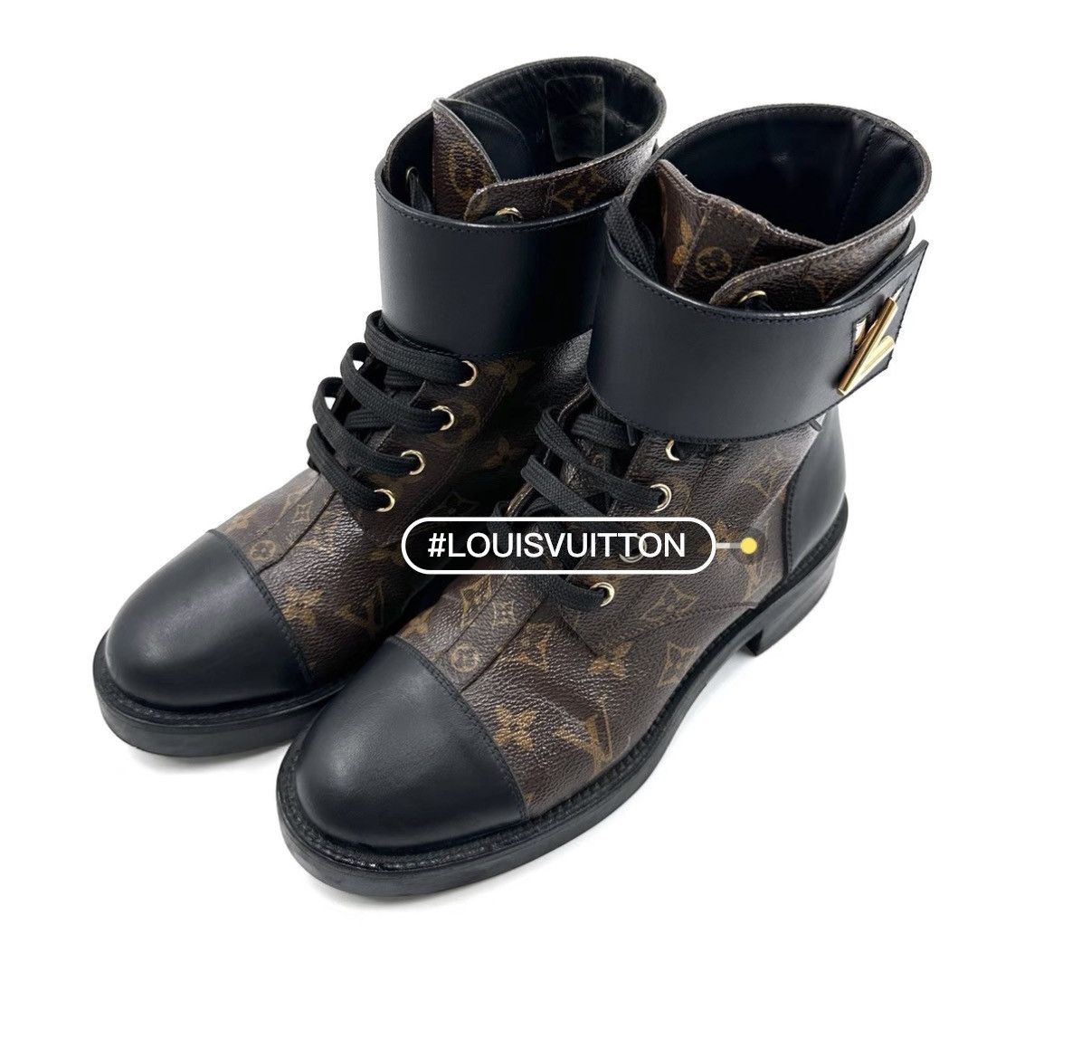 Louis Vuitton Louis Vuitton LV Leather-Paneled Ankle Martin Boots K12 Size US 7 / IT 37 - 1 Thumbnail