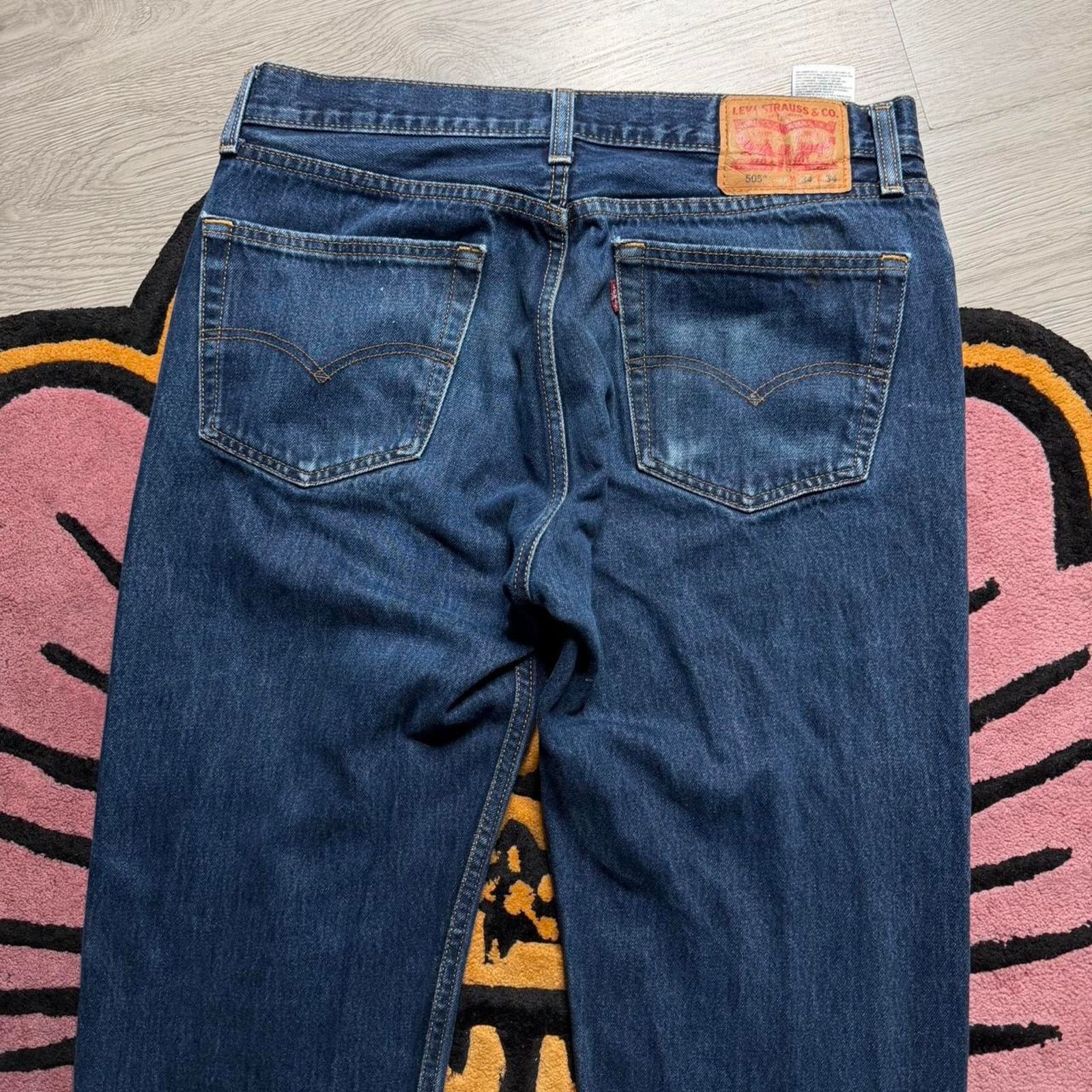 Levi's Levi’s Strauss 505 Regular Straight Fit Denim Jeans 34x34 Size US 34 / EU 50 - 8 Thumbnail