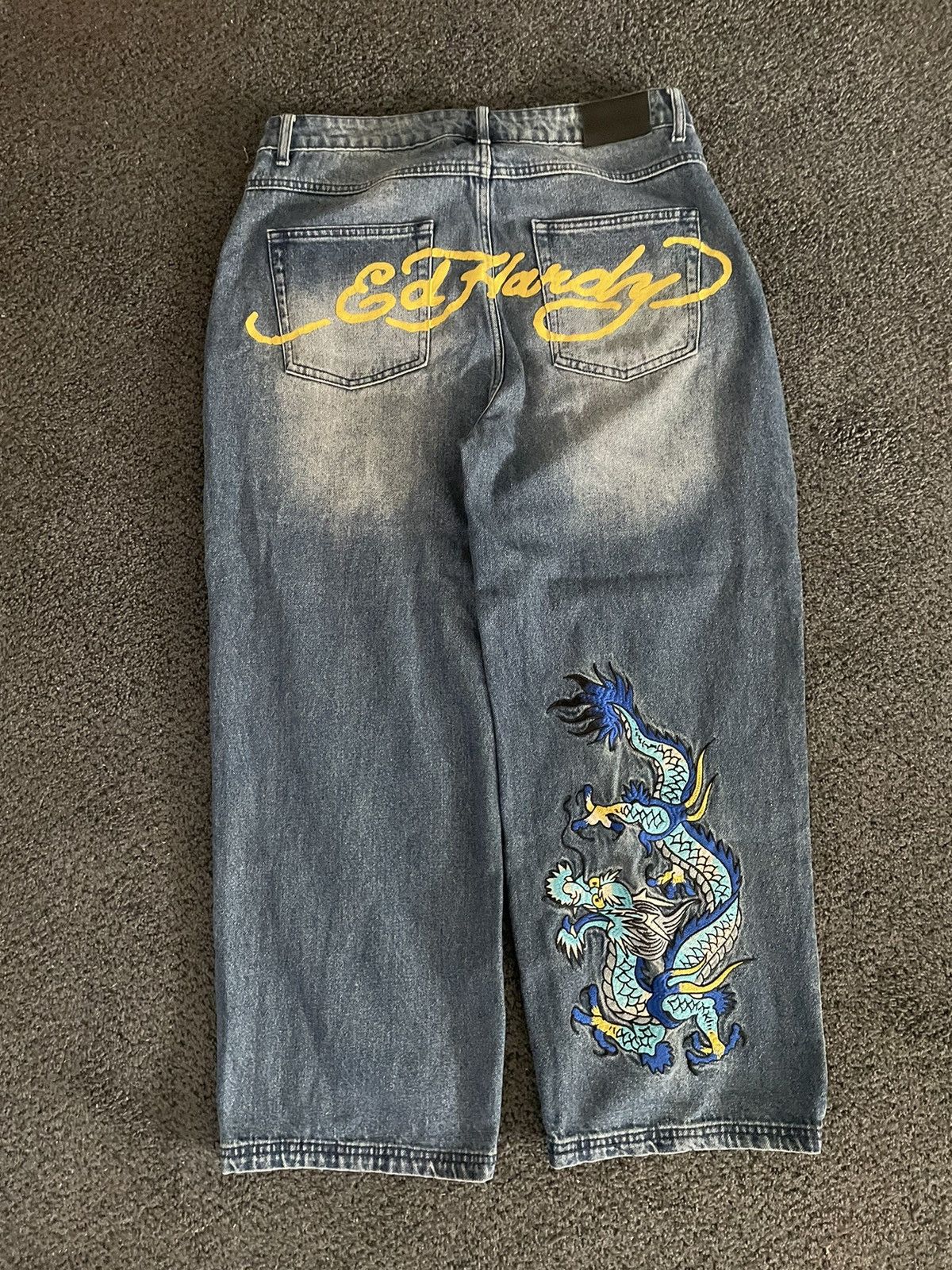 Christian Audigier × Ed Hardy Ed Hardy Washed Baggy Jeans Size US 32 / EU 48 - 1 Thumbnail