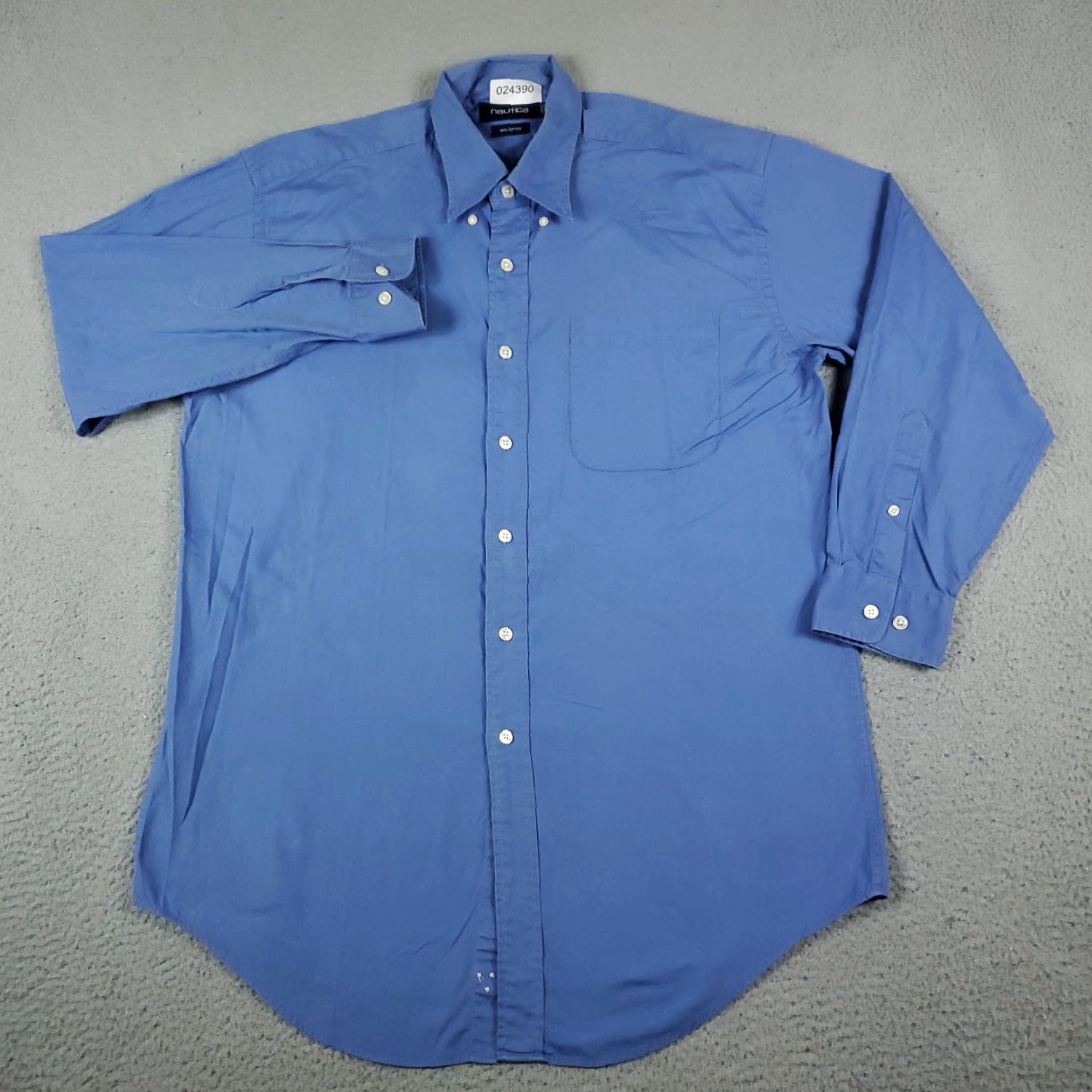 Nautica Nautica Shirt Adult 16 Blue Dress Shirt Long Sleeve Button-Up 100% Cotton Regular Fit Classic Preppy Mens Size 42R - 2 Thumbnail