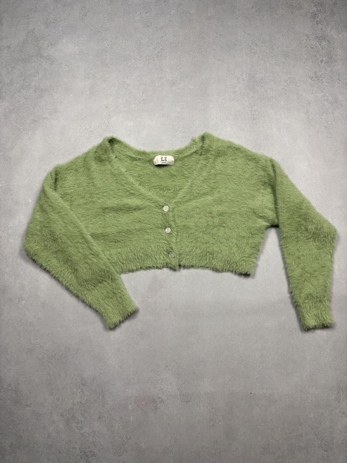 Japanese Brand 3.3 Field Trip Fuzzy Knit Cropped Cardigan Green Japan M Size US M / EU 48-50 / 2 - 1 Thumbnail