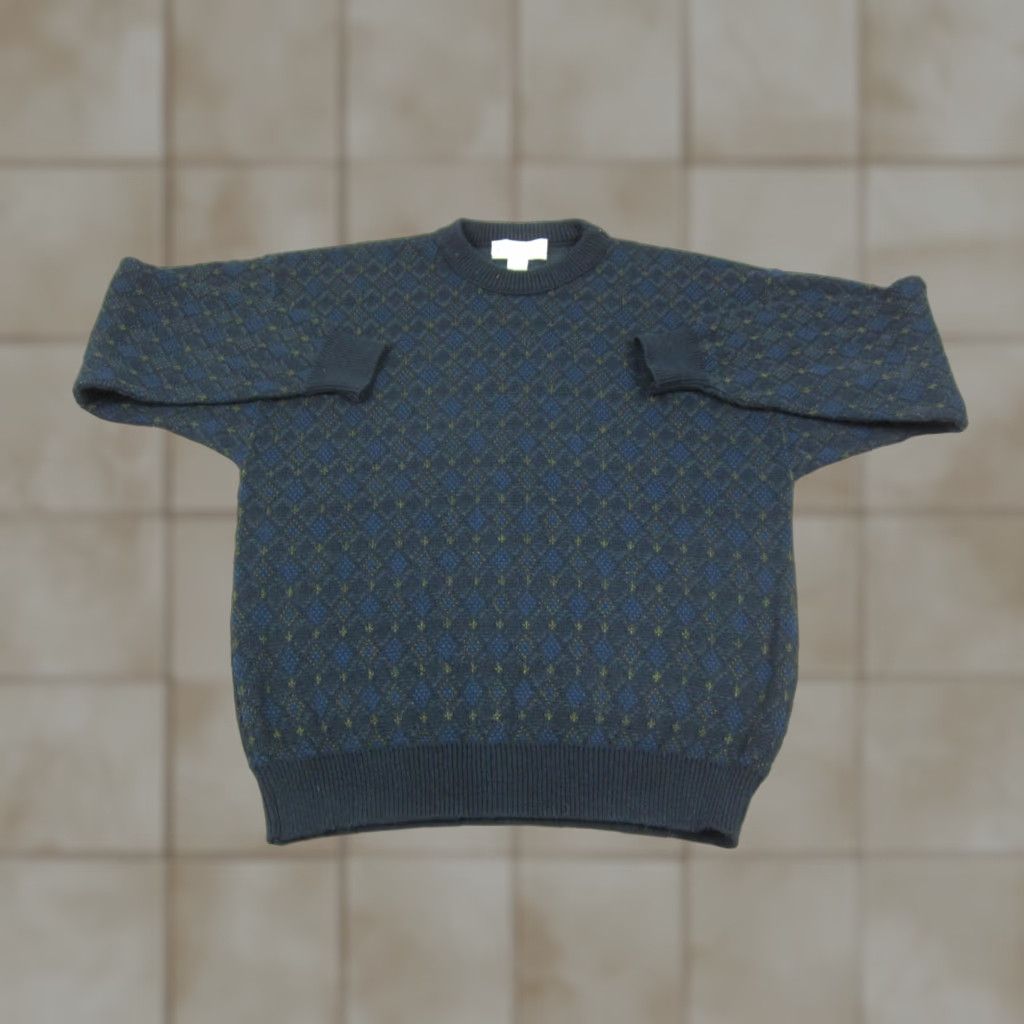Vintage VINTAGE Robert Stock Sweater Mens XL Green Diamond Crewneck 80s 90s Pullover Knit Argyle Diamond Pattern Regular Size US XL / EU 56 / 4 - 1 Thumbnail