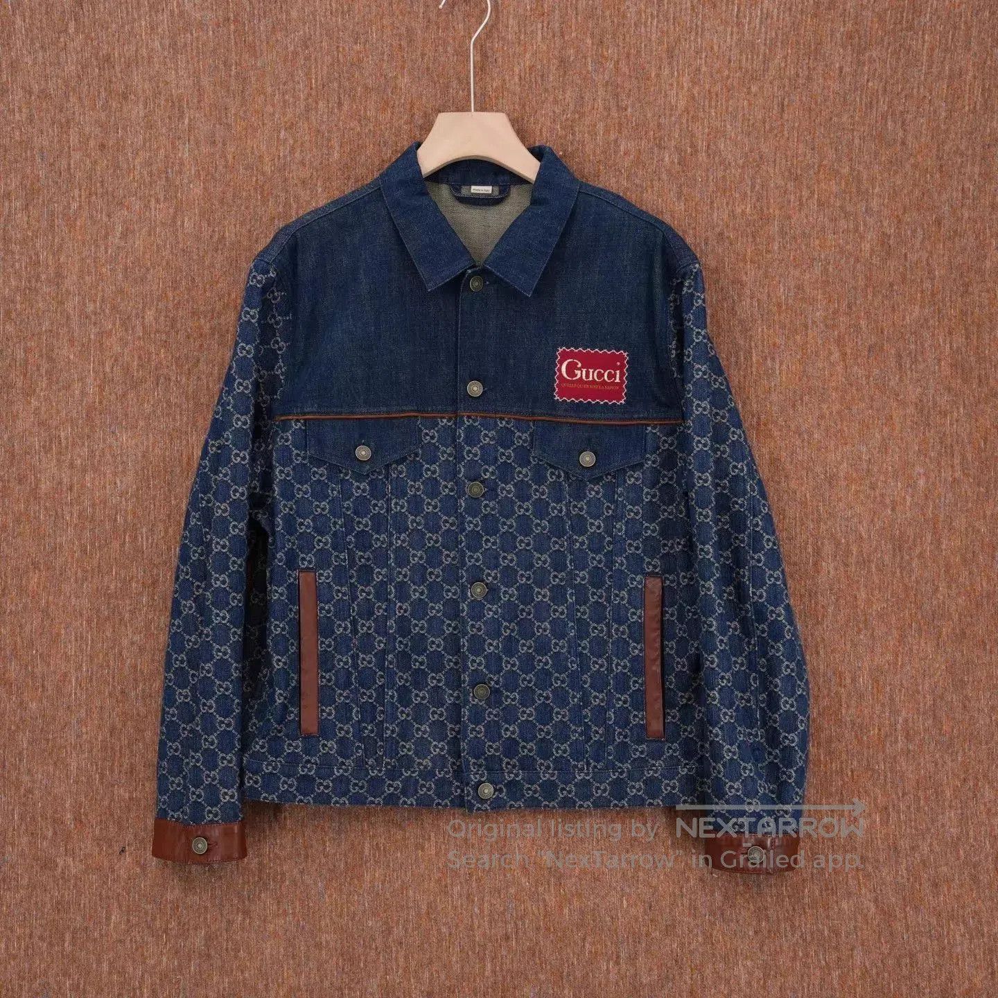 Gucci Blue Denim Jacket with Pattern & Leather Accents . Size US S / EU 44-46 / 1 - 1 Thumbnail