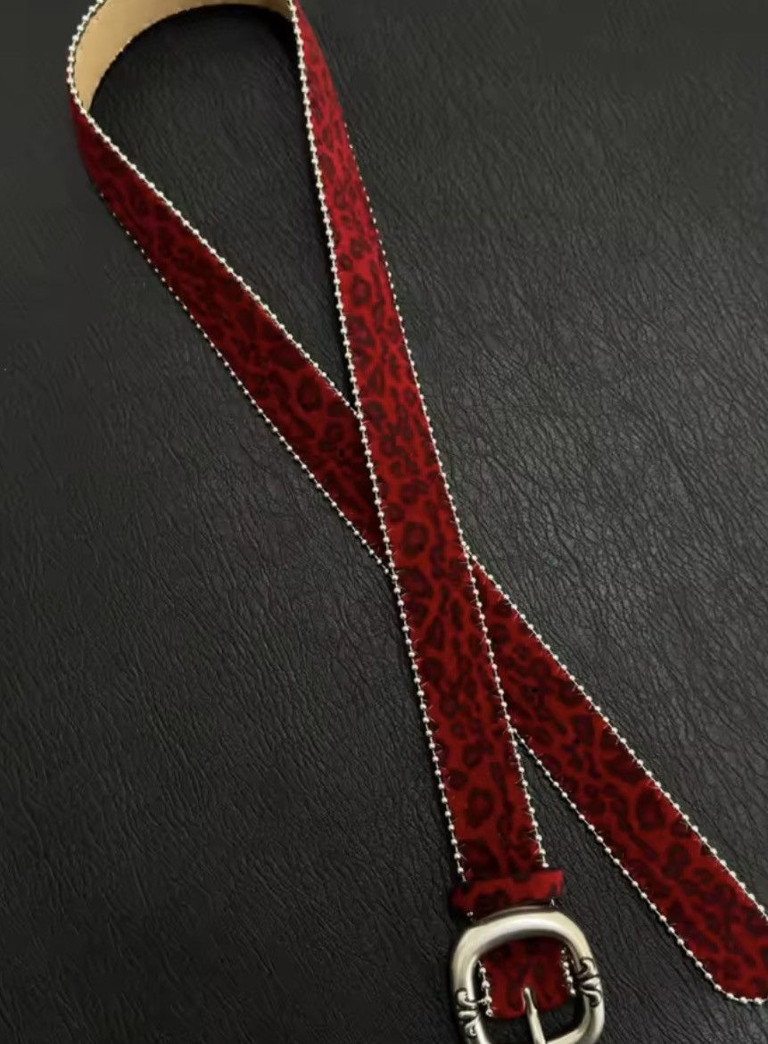 Leather Red Leopard Print Pu Leather Belt Size ONE SIZE - 4 Thumbnail