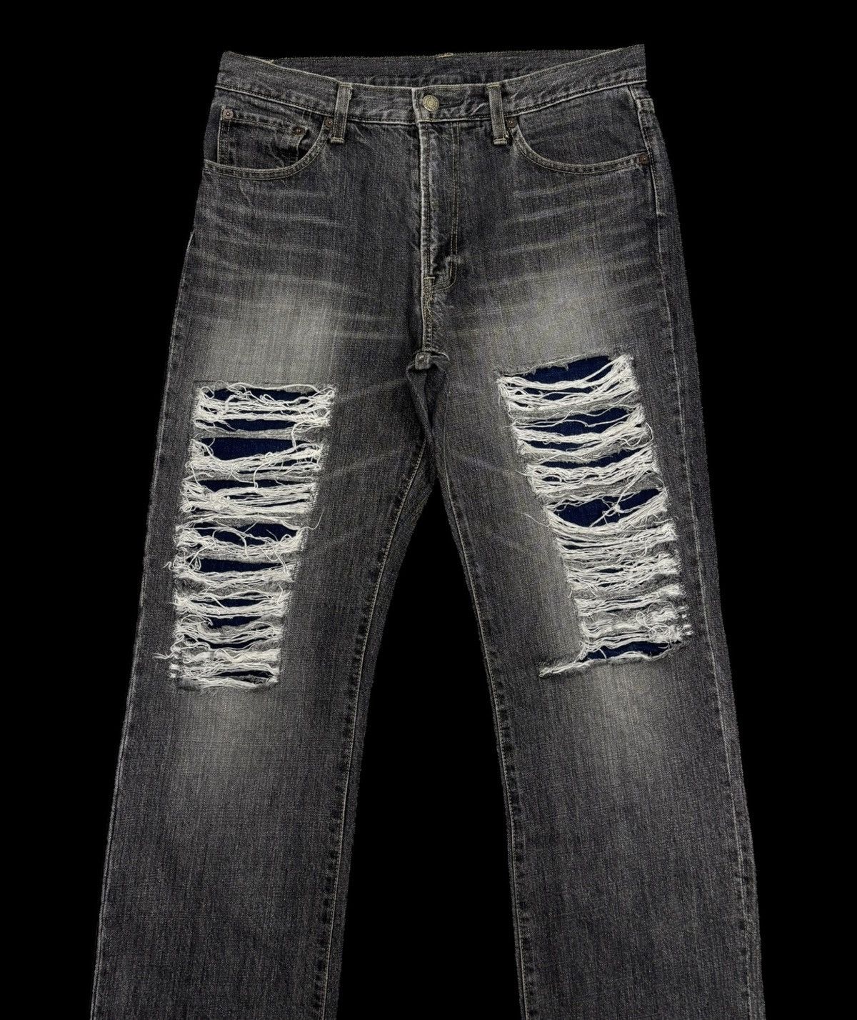 Hysteric Glamour × If Six Was Nine × Le Grande Bleu (L.G.B.) 💥Rare💥Sick Ripped Style 90s Blue Way Distress Jean Size US 33 - 5 Thumbnail