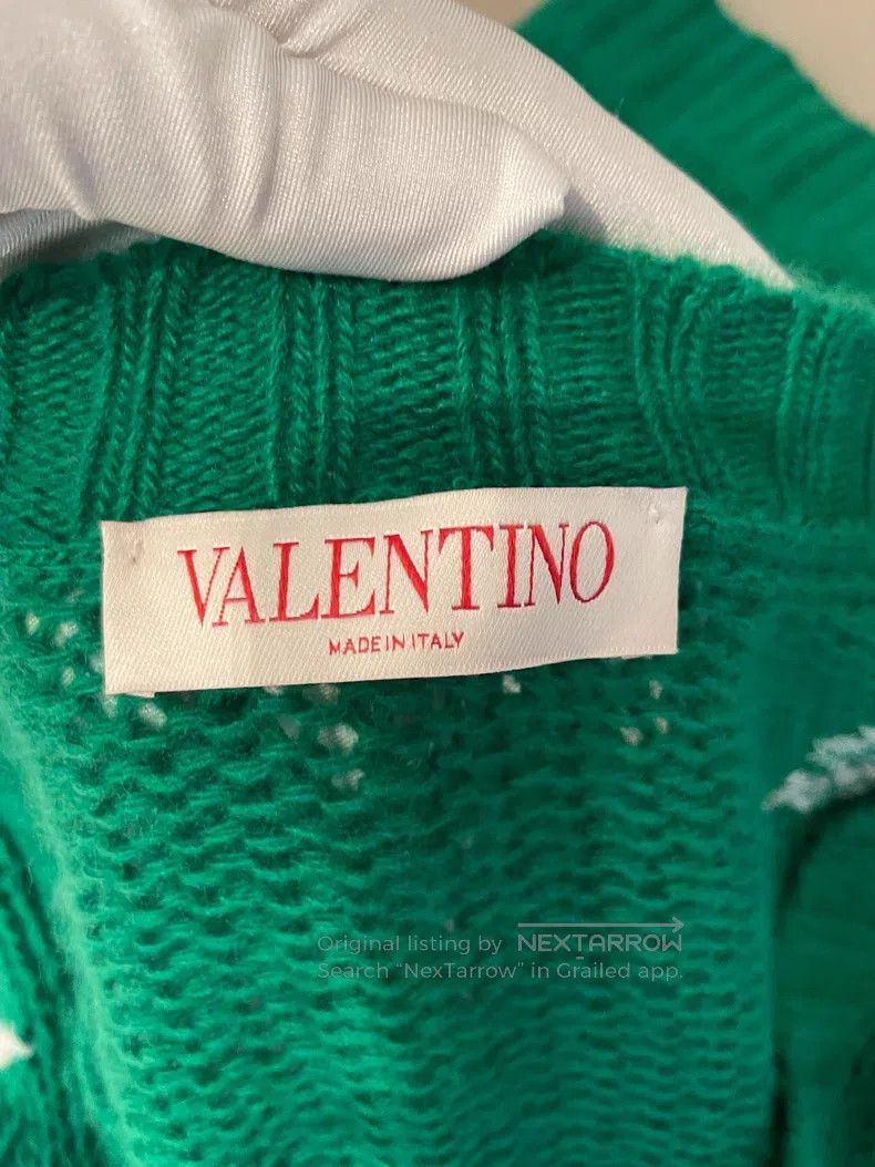 Valentino Valentino Green flower wool cardigan Size L / US 10 / IT 46 - 3 Thumbnail