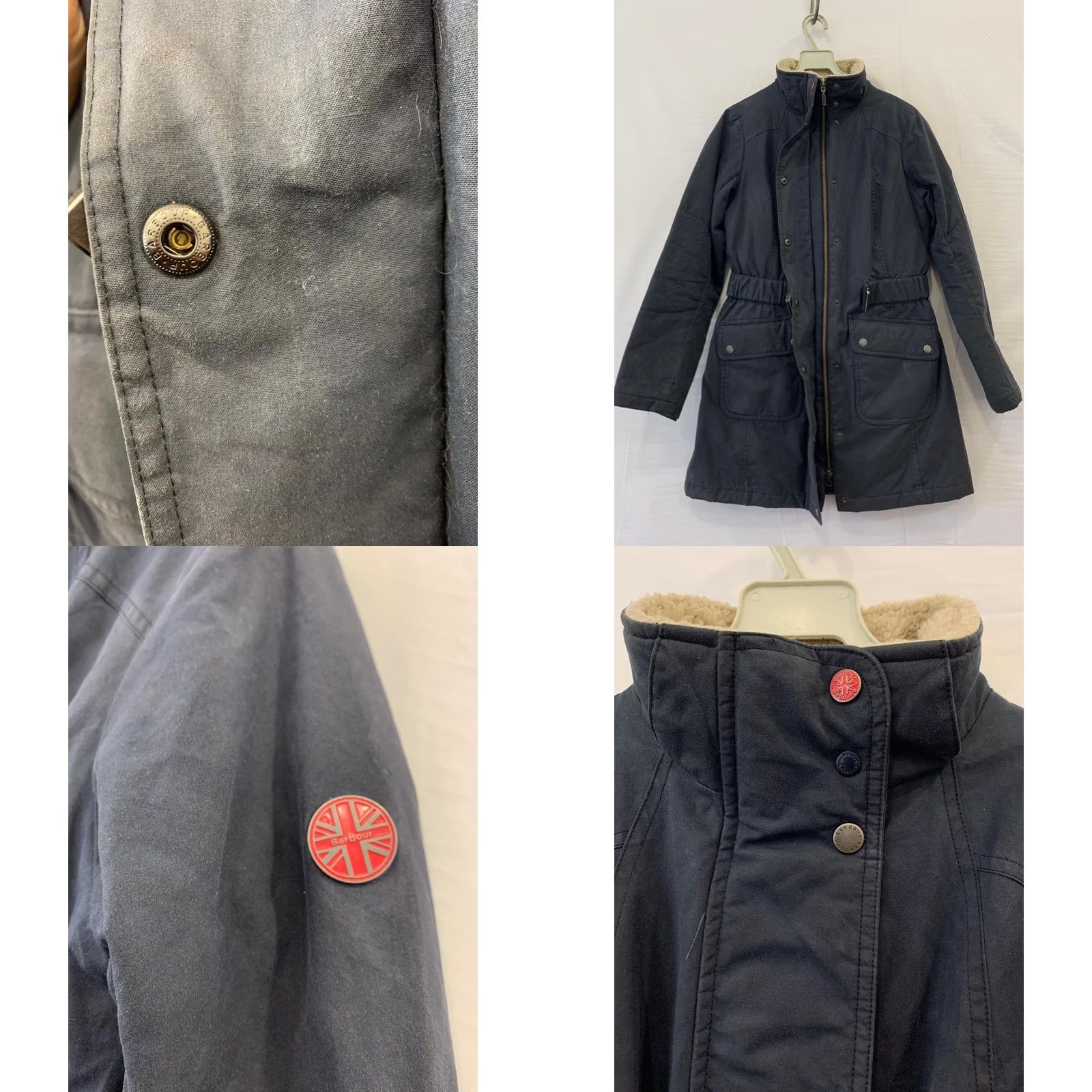 Barbour Barbour Jacket Women’s Navy Belted FibreDown Waxed Cotton Quilted 6 Size M / US 6-8 / IT 42-44 - 9 Thumbnail