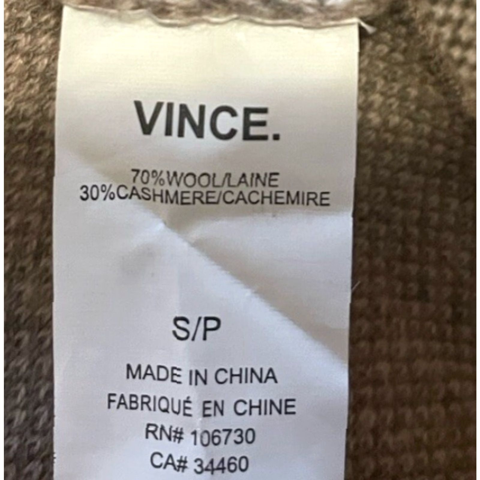 Vince Vince Sweater Wool/Cashmere Blend Intarsia Colorblock Brown Tan S Womens Pullover Office Designer Classic Modern Size S / US 4 / IT 40 - 6 Thumbnail