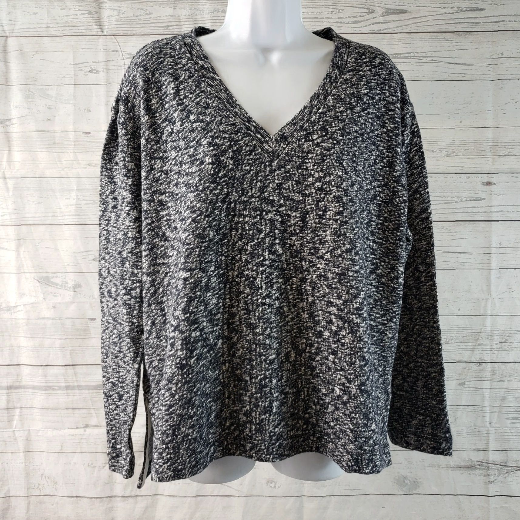 Lou & Grey Lou & Grey Womens Pullover Top Blouse Size Large Blue Cotton V-Neck Long Sleeve Shirt Womens Size L / US 10 / IT 46 - 2 Thumbnail