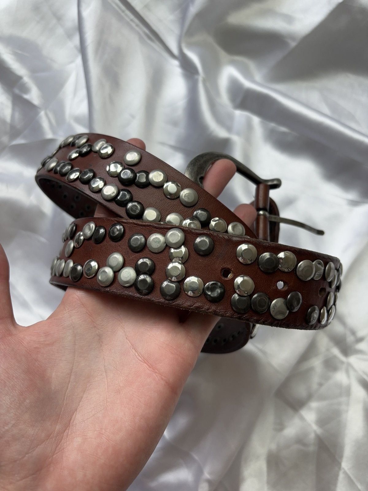 Vintage Real Leather Vintage Grunge Punk Men’s Belt Size ONE SIZE - 4 Thumbnail