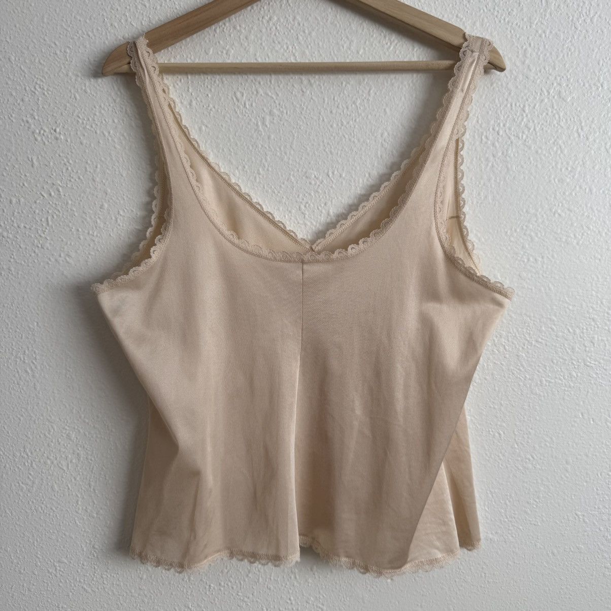 Vintage WARNERS Vintage 90s Beige Lace Trim Thin Strap Camisole Top Size L / US 10 / IT 46 - 5 Thumbnail