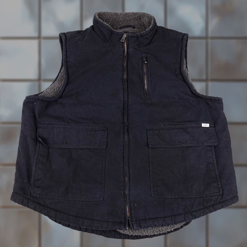 Lee VINTAGE Lee Vest Mens 2XL Black Canvas Lined Full-Zip Distressed Workwear Jacket/Coat Bomber Style Size US XXL / EU 58 / 5 - 1 Thumbnail