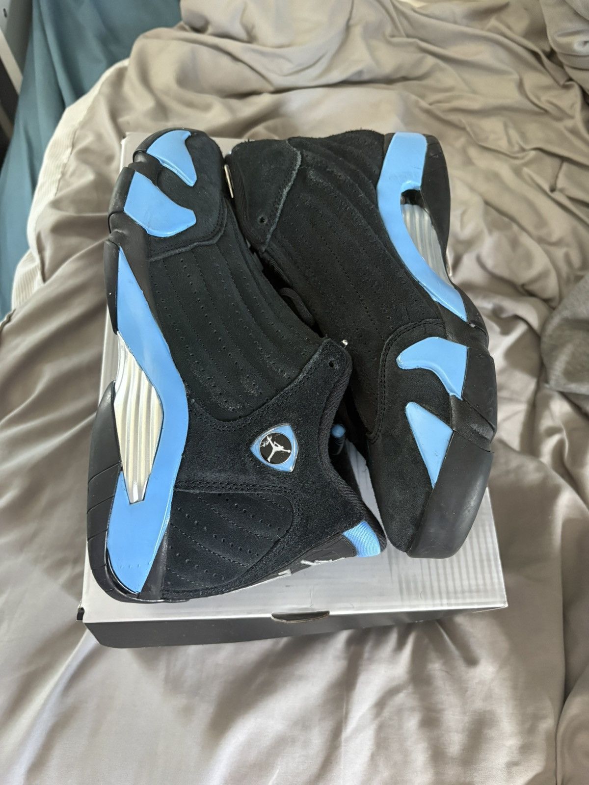 Jordan Brand Jordan Air Jordan 14 Retro 2026 Black University Blue Suede Size US 8 / EU 41 - 4 Thumbnail
