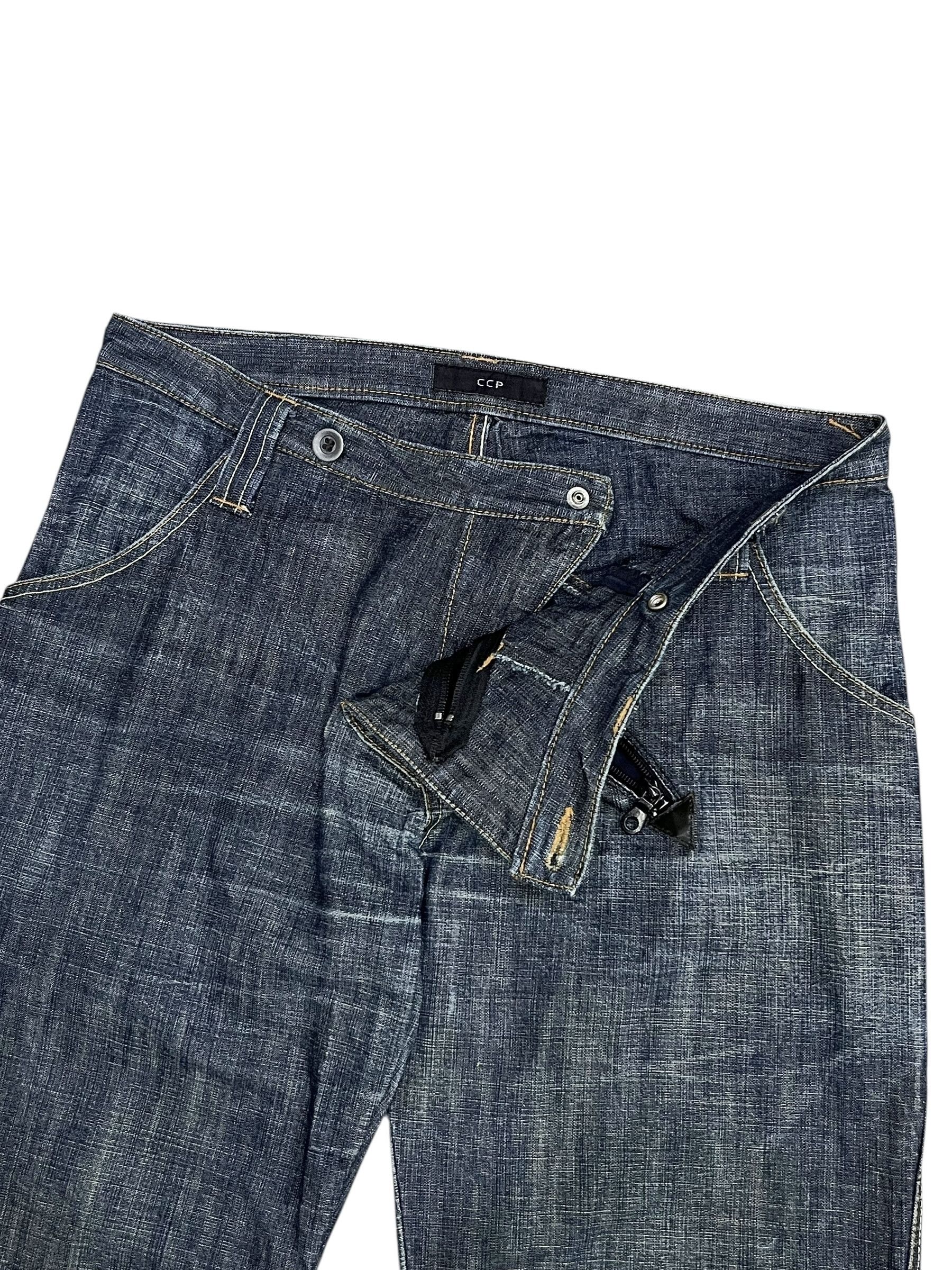 CCP (Crazy Character Print) 🔥 Rare Vintage CCP Japan Denim Slanted Zipper Wide Leg 31” Size US 31 - 5 Thumbnail
