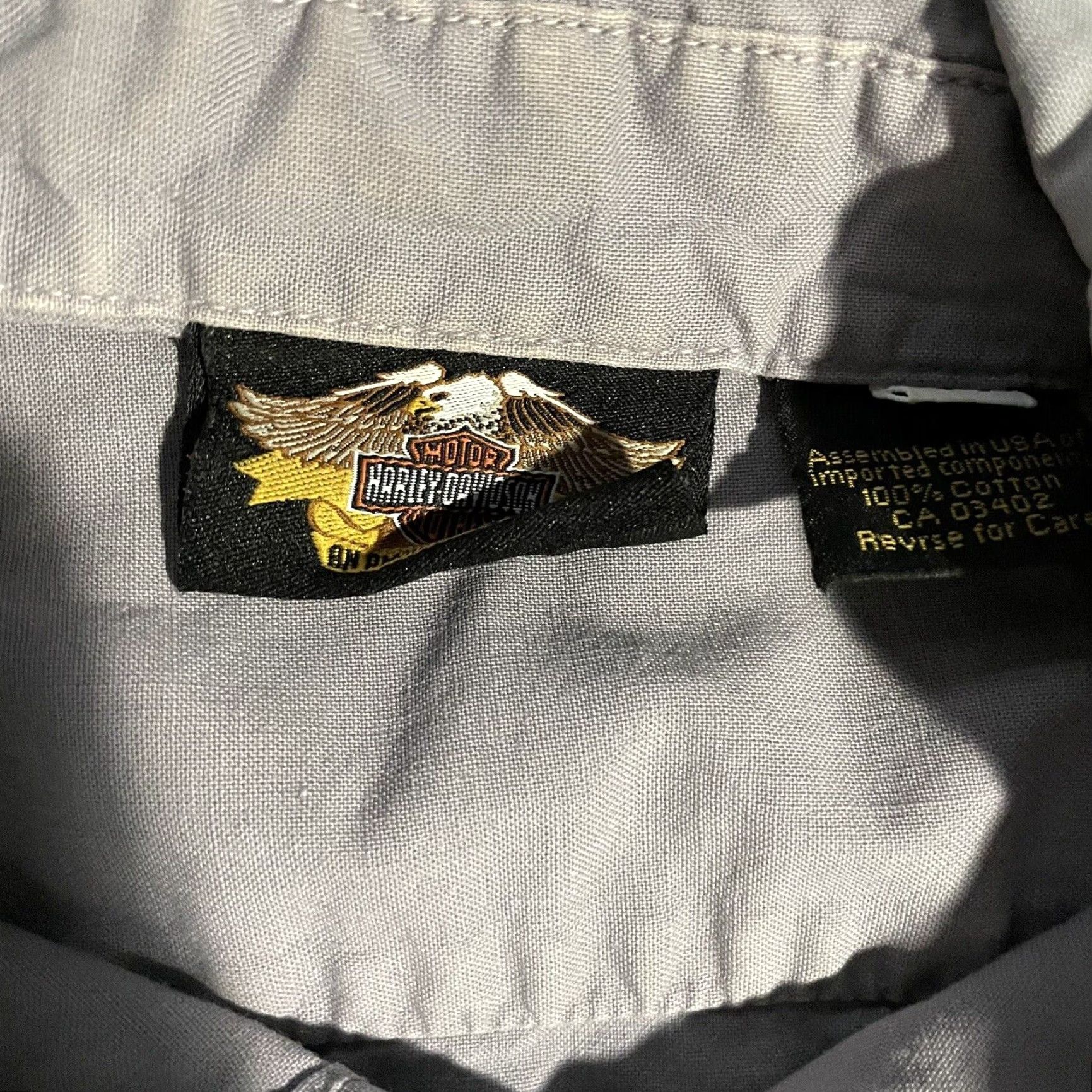 Harley Davidson Harley-Davidson Button-Down Shirt Mens M Gray 100% Cotton Short Sleeve Shirt Size US M / EU 48-50 / 2 - 5 Thumbnail
