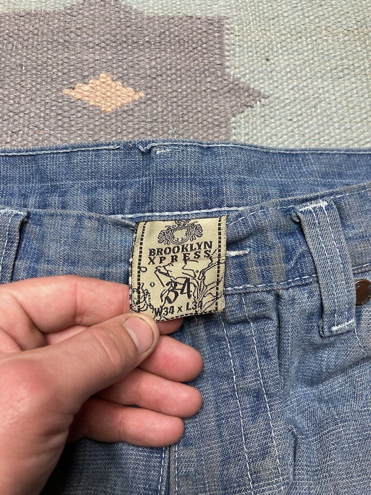 Vintage Vtg y2k baggy jeans embroidered Brooklyn xpress grunge 34x34 Size US 34 / EU 50 - 9 Thumbnail