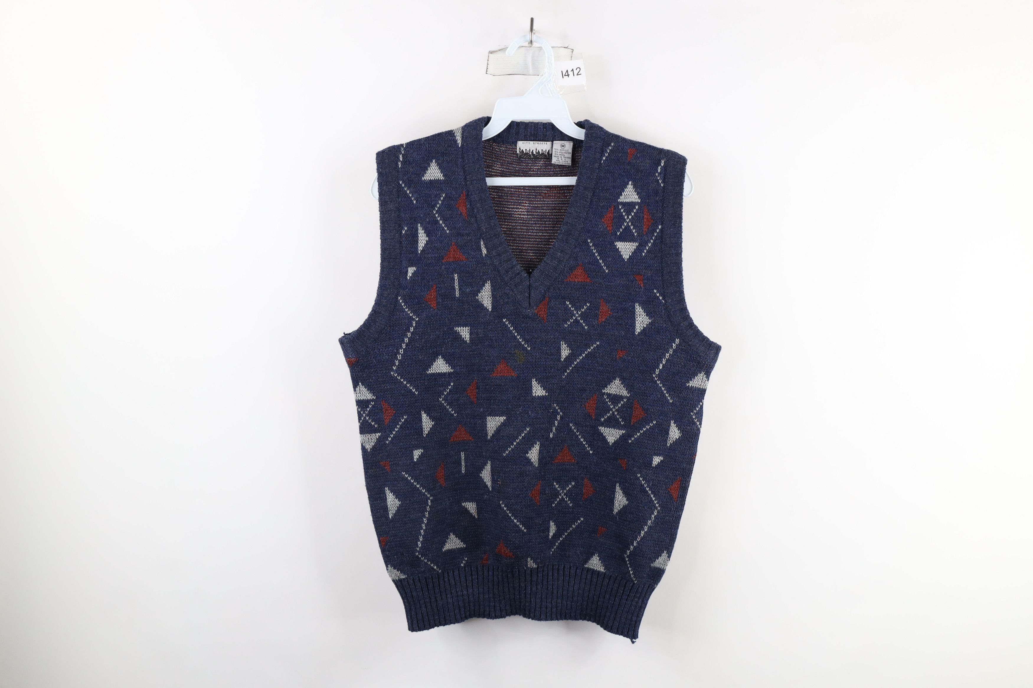 Vintage Vintage 90s Streetwear Wool Blend Knit Sweater Vest Size US M / EU 48-50 / 2 - 1 Thumbnail