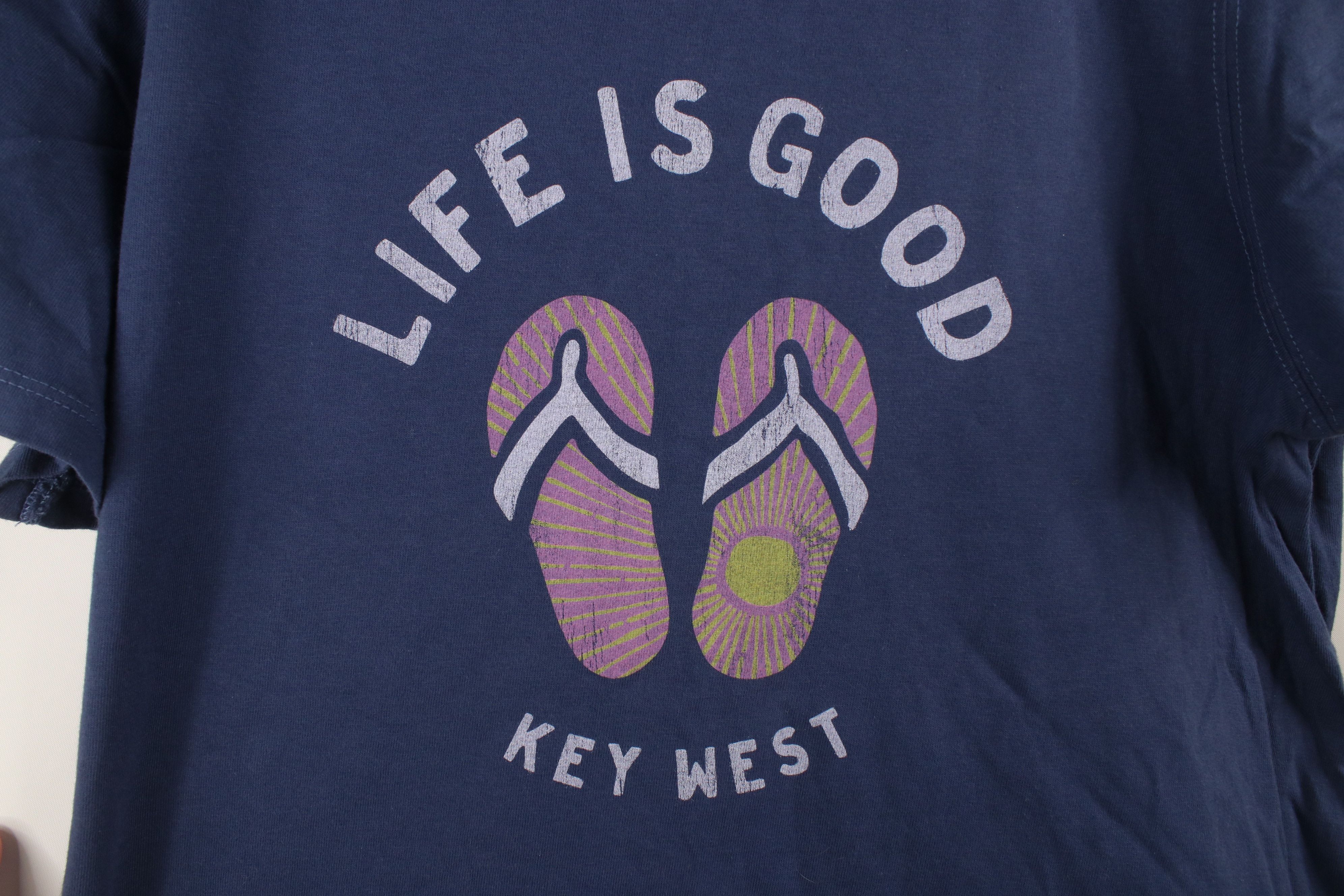 Life is Good × Vintage Life Is Good Spell Key West Flip Flops Sandals T-Shirt Blue Size L / US 10 / IT 46 - 5 Thumbnail