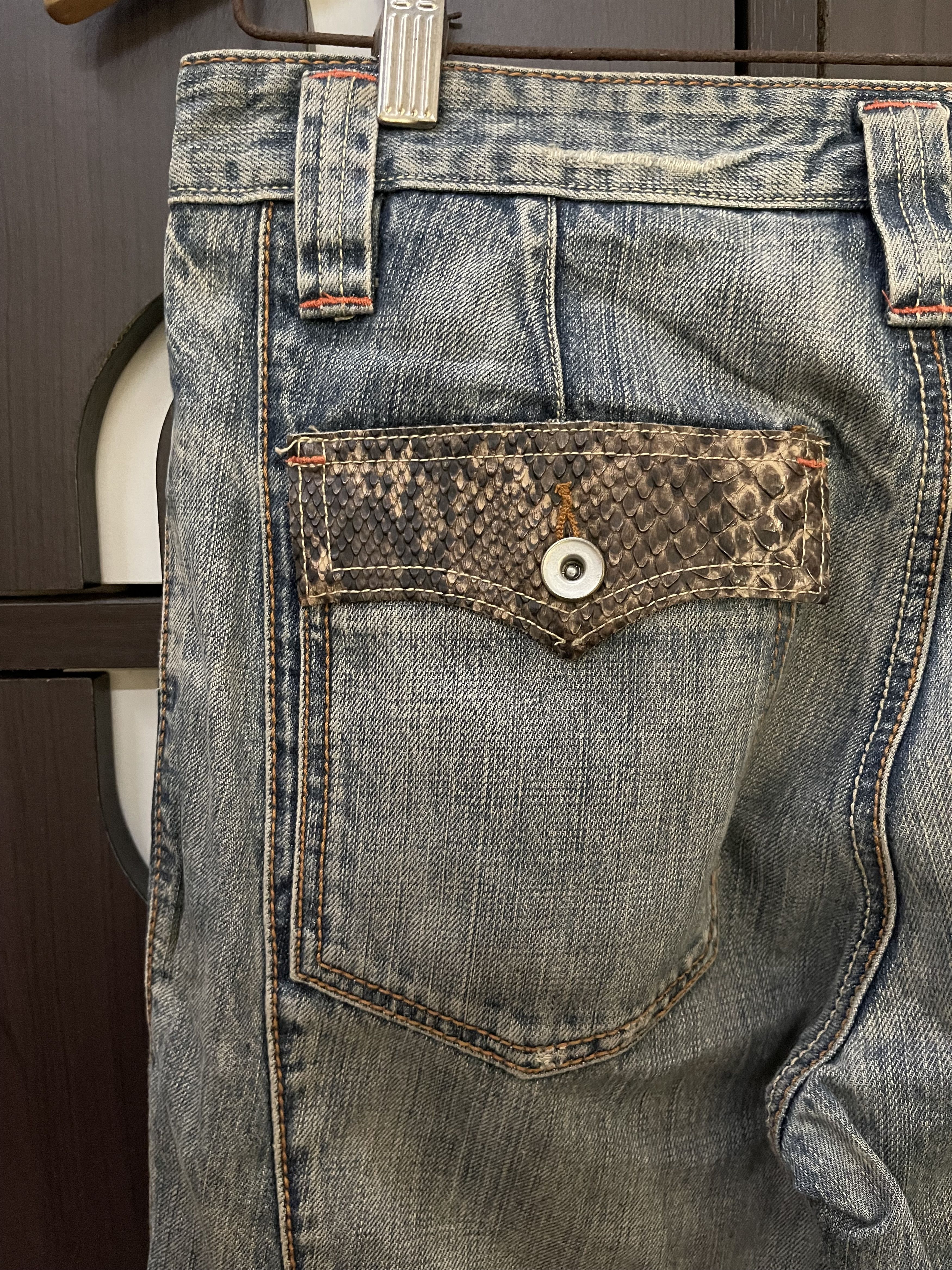 Hysteric Glamour × If Six Was Nine × Le Grande Bleu (L.G.B.) Takaiq.com Phyton Snake Skin Distressed Flared Jeans Size US 32 / EU 48 - 13 Thumbnail