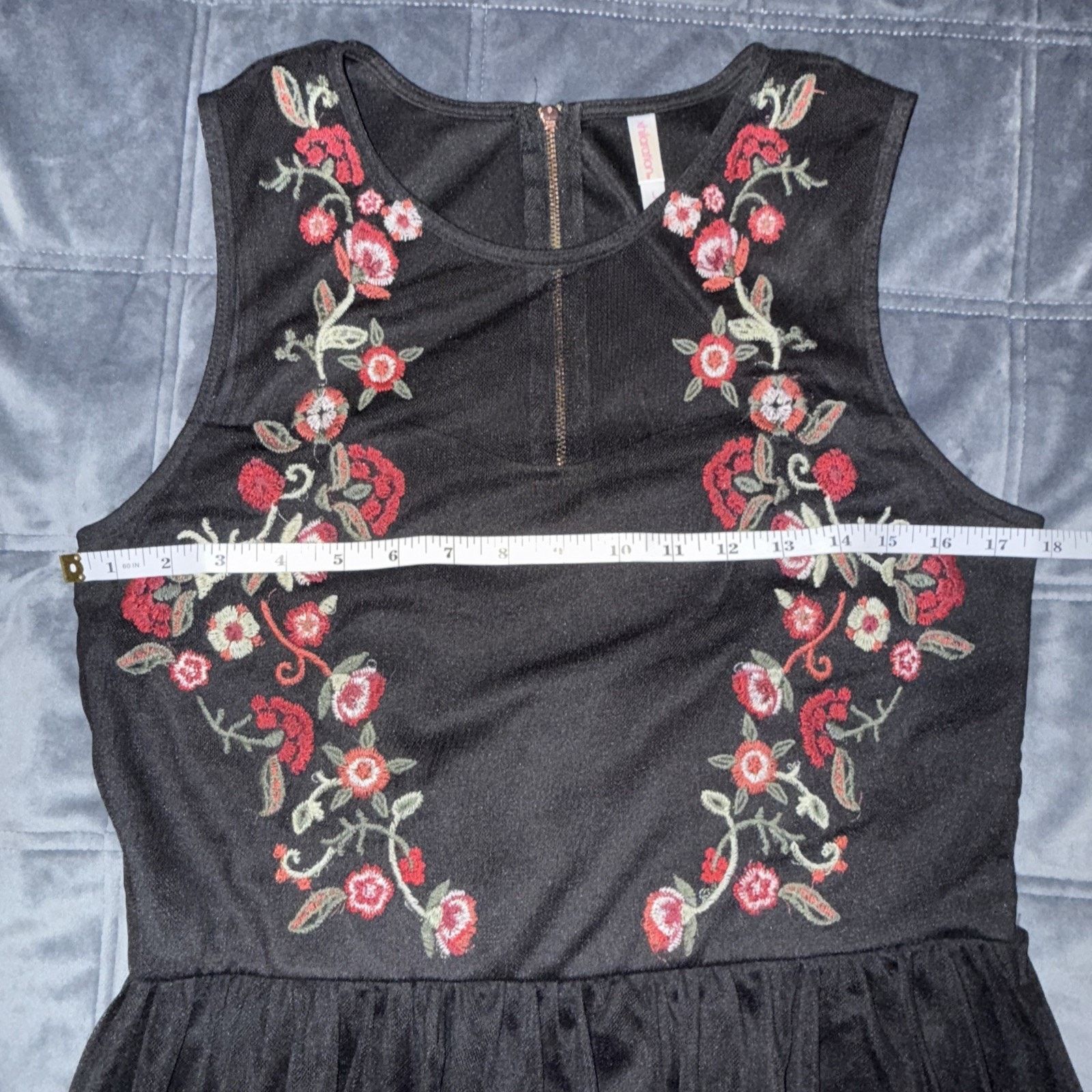 Other Dress Black Mesh Floral Embroidered Fairy Goth Sz L Size L / US 10 / IT 46 - 6 Thumbnail