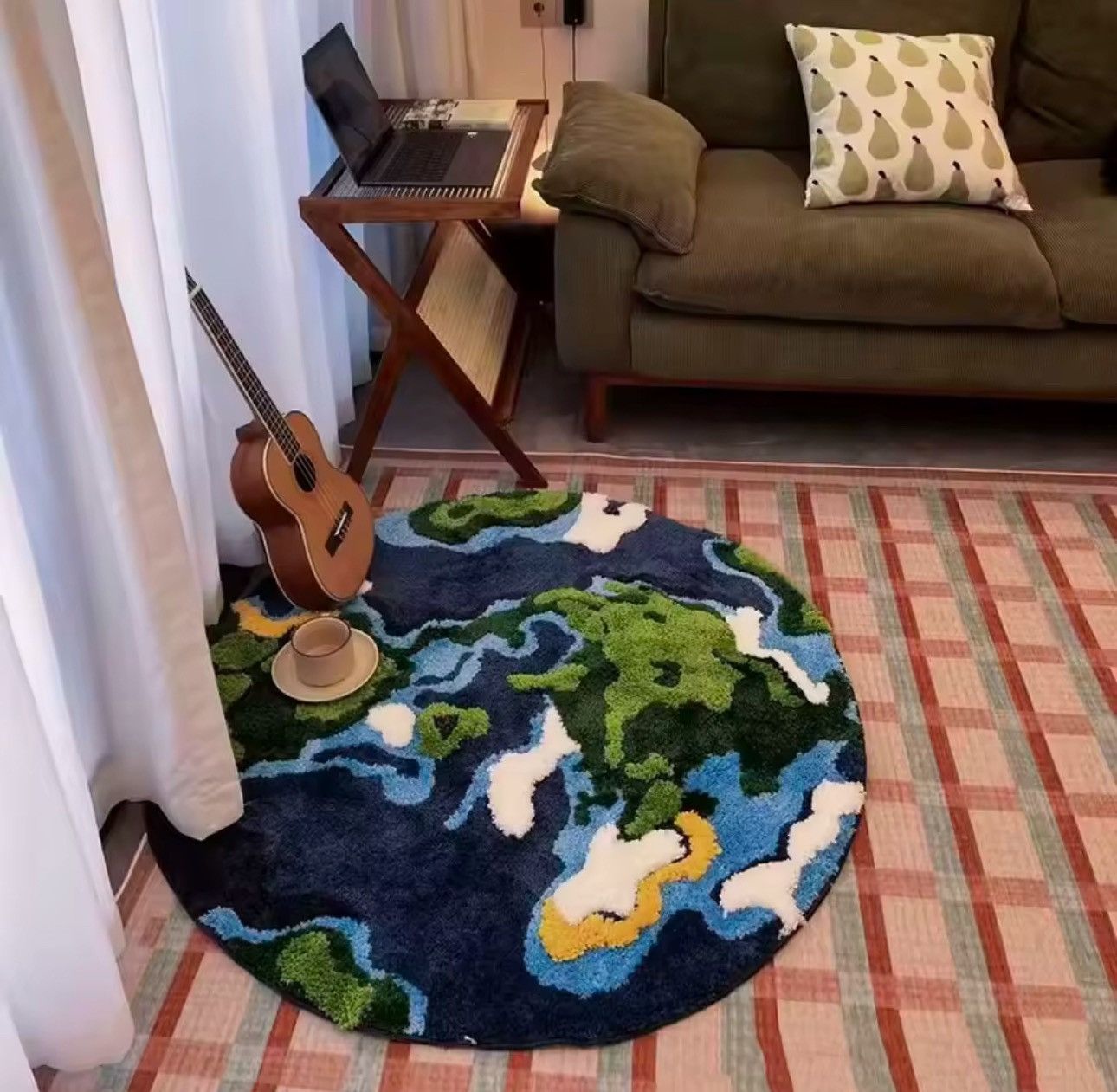 Other Cartoon Earth Round Rug Bedroom Home Decoration Custom Size ONE SIZE - 2 Thumbnail