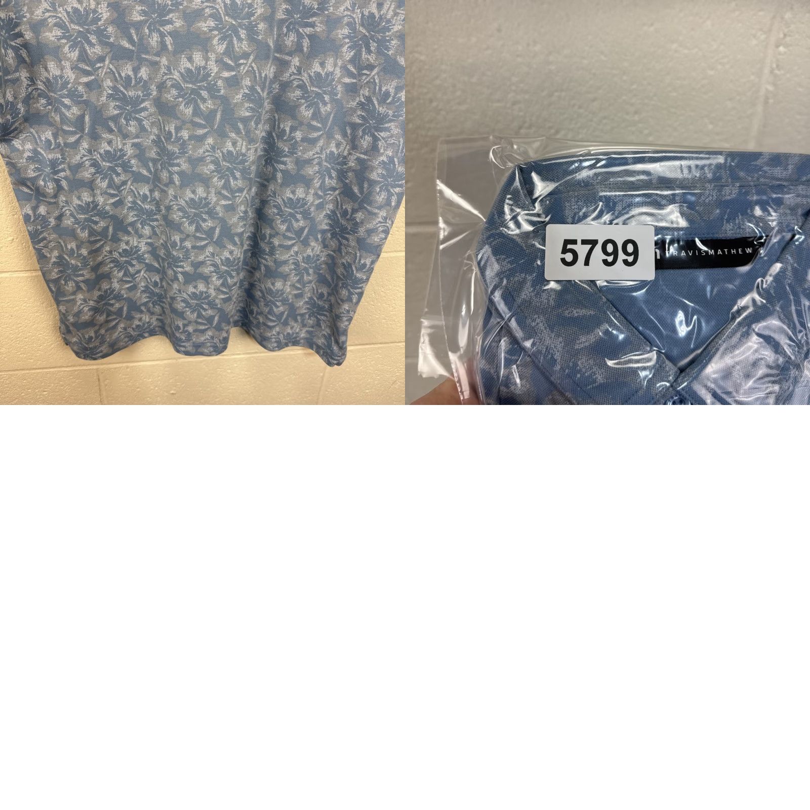 TravisMathew Travis Mathew Polo Mens Large Blue Floral Performance Golf Shirt Lightweight Size US L / EU 52-54 / 3 - 10 Thumbnail