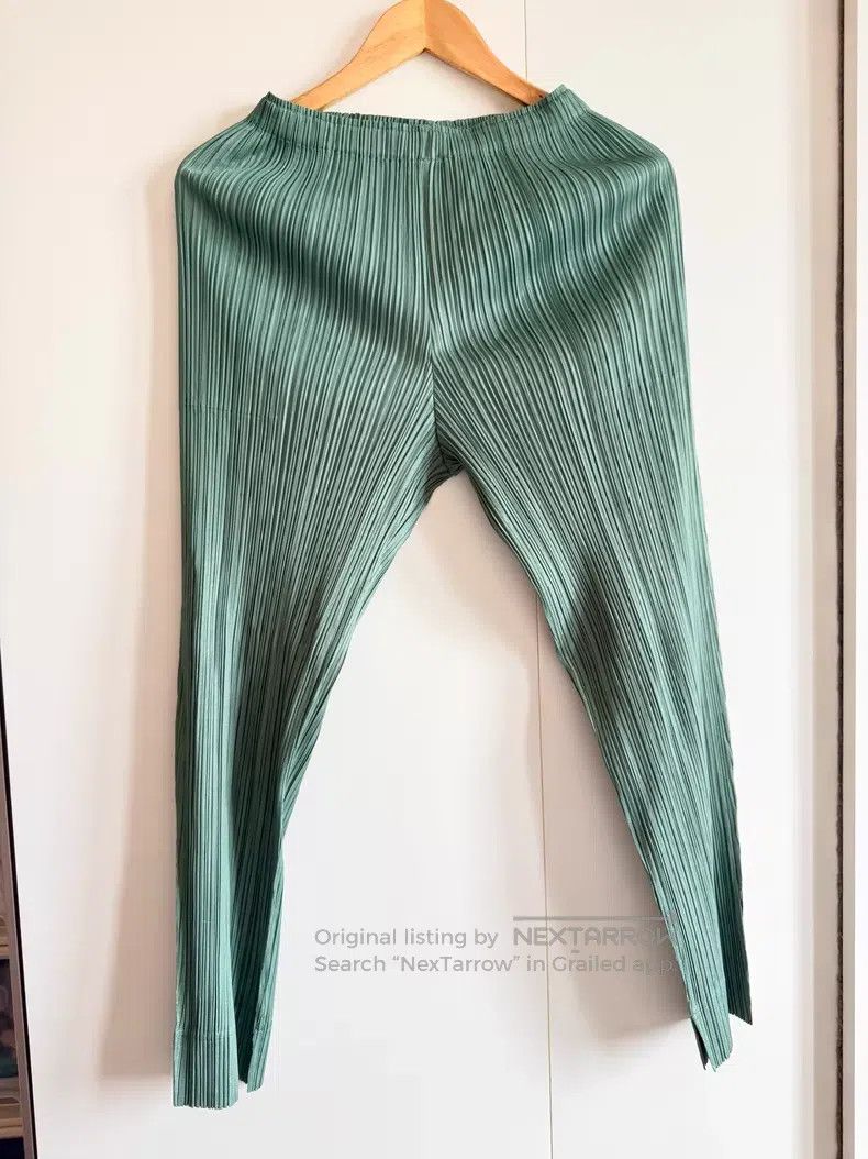 Issey Miyake Issey Miyake size:3 Green Ruched Trousers Size 31" - 1 Thumbnail