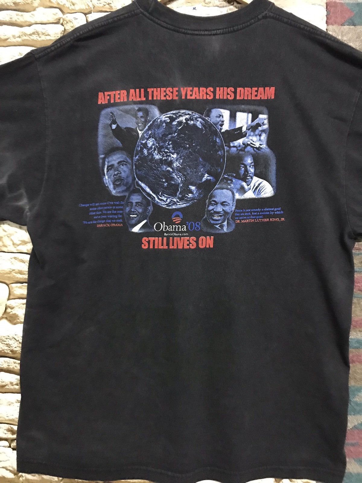 Vintage Vintage Distres Sunfaded tees Obama/ Dr.Martin Luther King Size US XL / EU 56 / 4 - 6 Thumbnail