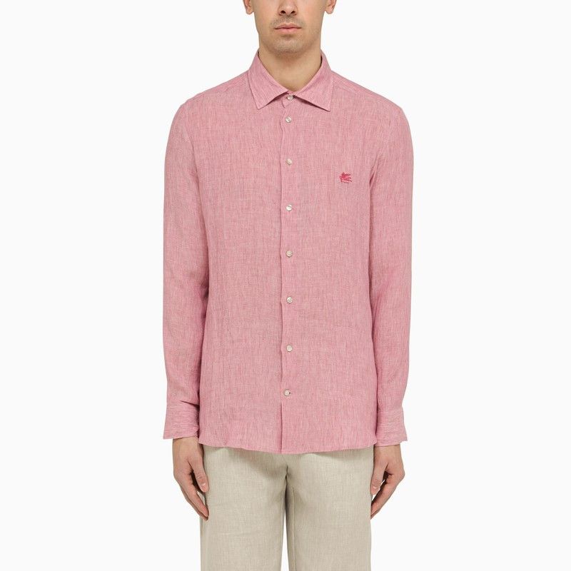 image of Etro Red Linen Shirt, Men's (Size Large)