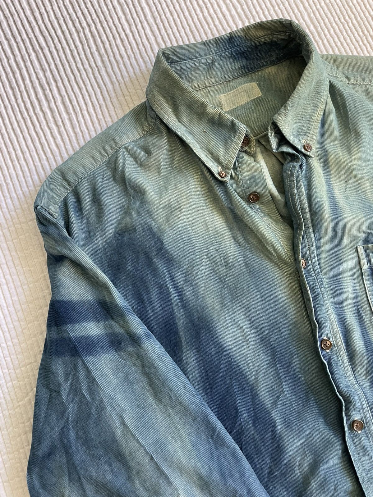 Indigo Indigo Dirty Dye Sun Faded Corduroy Shirt Size US L / EU 52-54 / 3 - 4 Thumbnail