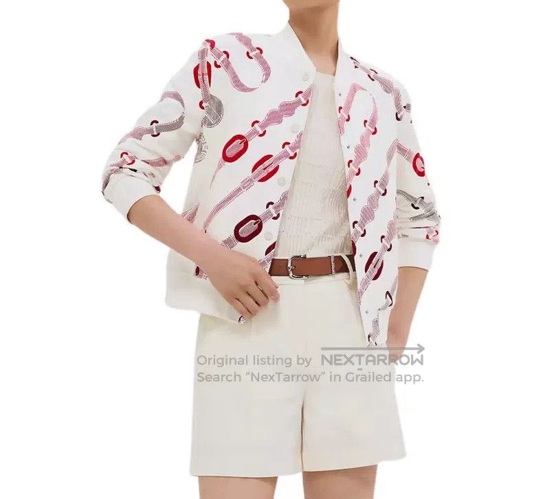 Hermes Hermes Cotton printed single-breasted fit baseball jacket Size XS / US 0-2 / IT 36-38 - 2 Thumbnail