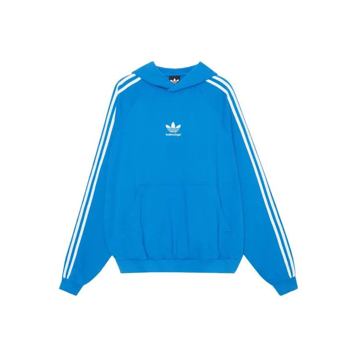 Balenciaga Balenciaga x Adidas Blue Hoodie with Stripes Size US M / EU 48-50 / 2 - 1 Thumbnail