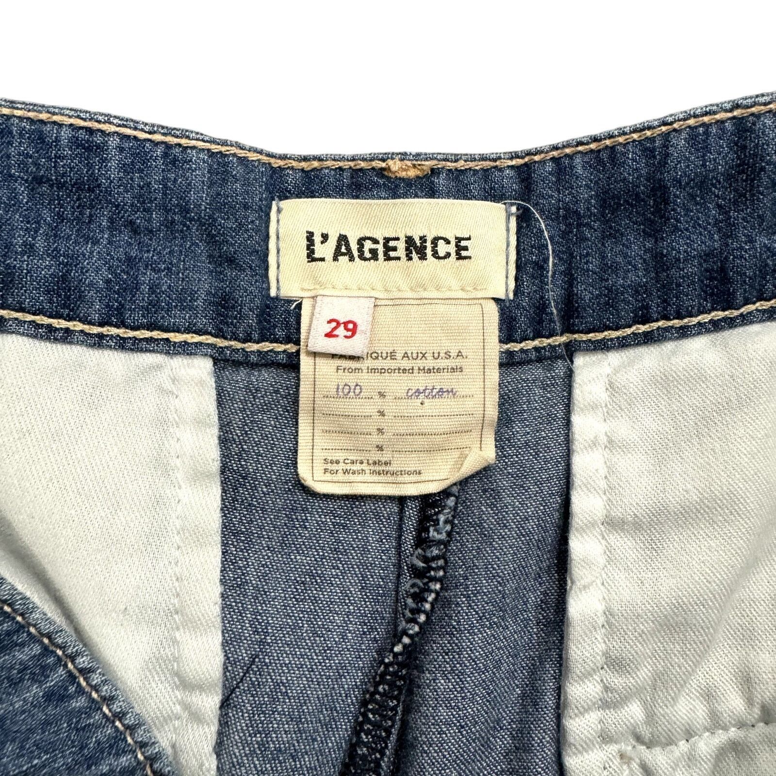 L'AGENCE L'Agence Zahari Pleated Denim Shorts in Blue, Size 29 Size 29" - 3 Thumbnail