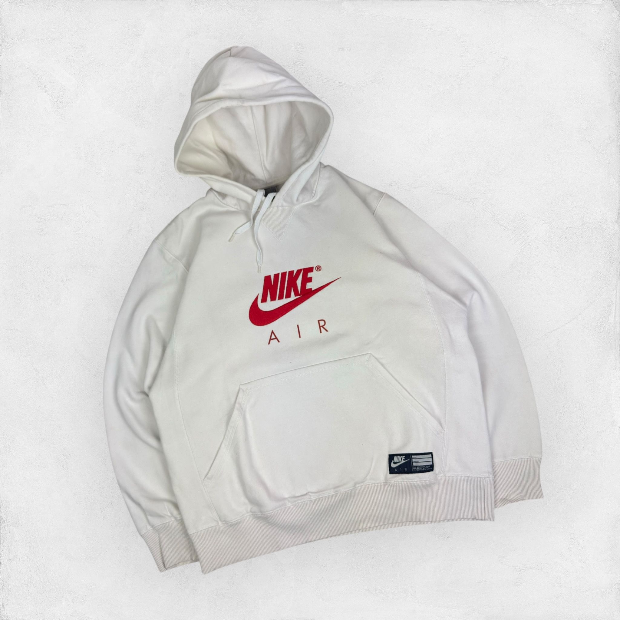 Nike Nike Air Men's White Red Logo Fleece Lined Pullover Hoodie L Size US L / EU 52-54 / 3 - 1 Thumbnail