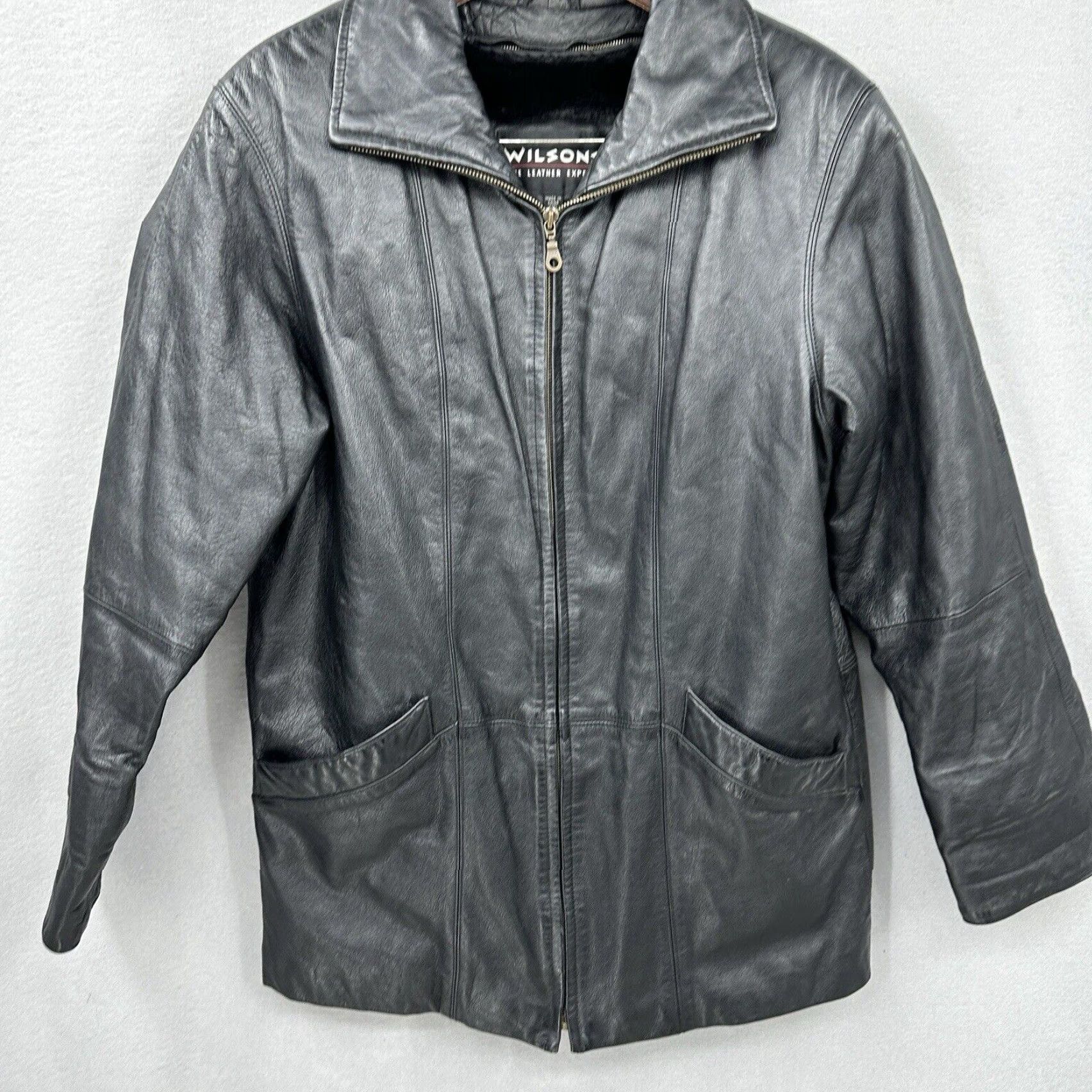 Vintage VINTAGE Wilsons Leather Jacket Womens XS Zip in Liner y2k Black Moto 90s Leather Jacket Womens XS Zip Lined Fur Trim Black 80s 90s Motorcycle Mens? Size XS / US 0-2 / IT 36-38 - 6 Thumbnail