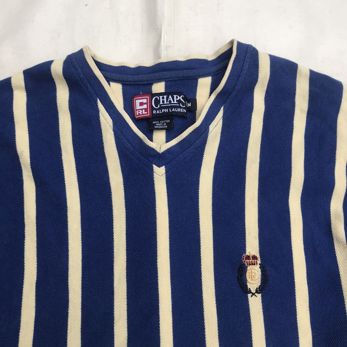 Chaps × Chaps Ralph Lauren × Vintage Vintage E Chaps RL Ralph Lauren Blue Stripes Tee Tshirt Size US M / EU 48-50 / 2 - 6 Thumbnail
