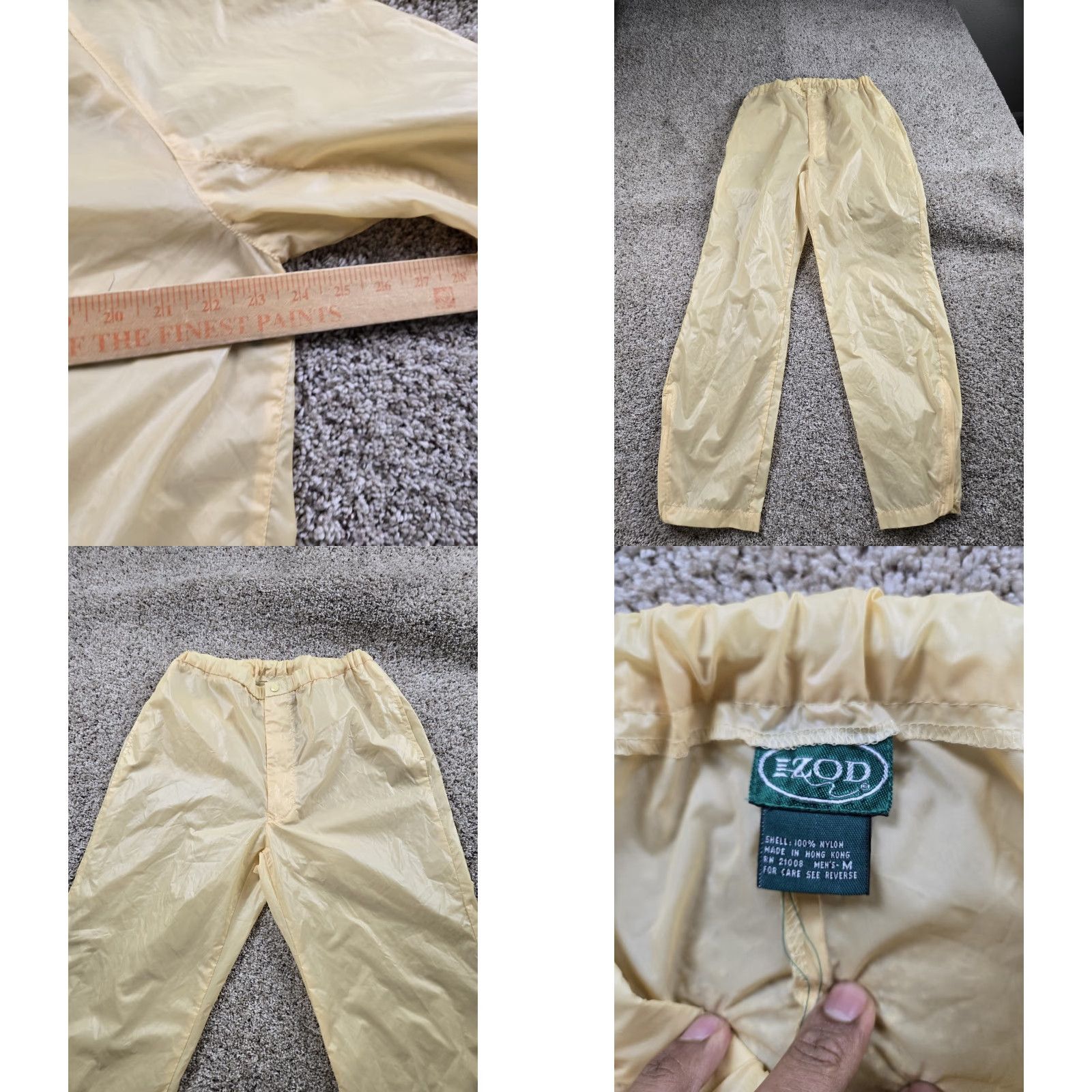 Izod VINTAGE Izod Track Suit Mens Medium Yellow Nylon 2 Piece Sweatshirt Pants 90s Lightweight Size 40R - 9 Thumbnail
