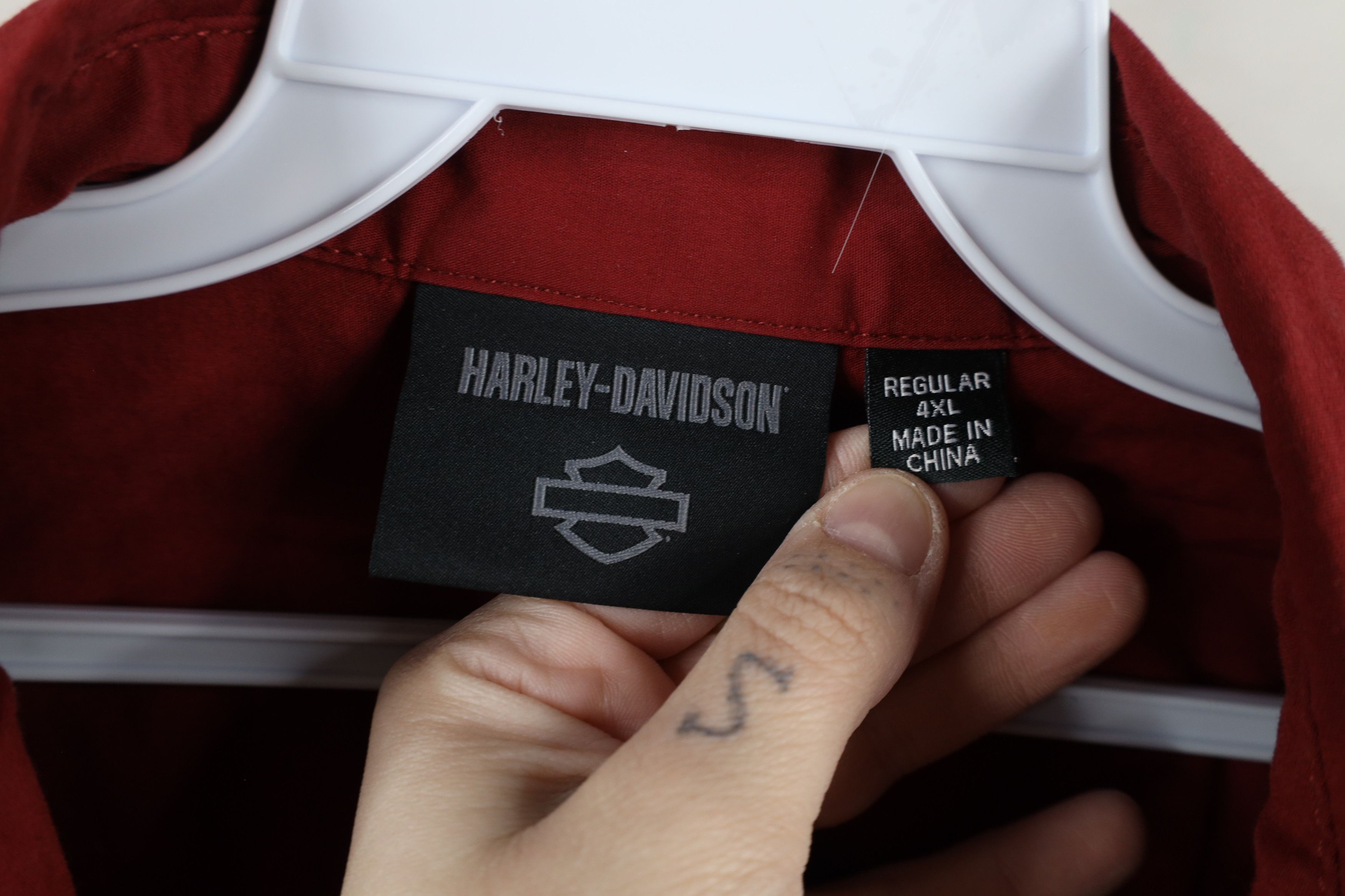 Harley Davidson × Vintage Vintage Harley Davidson Reflective Mechanic Button Shirt Red Size US XXL / EU 58 / 5 - 9 Thumbnail