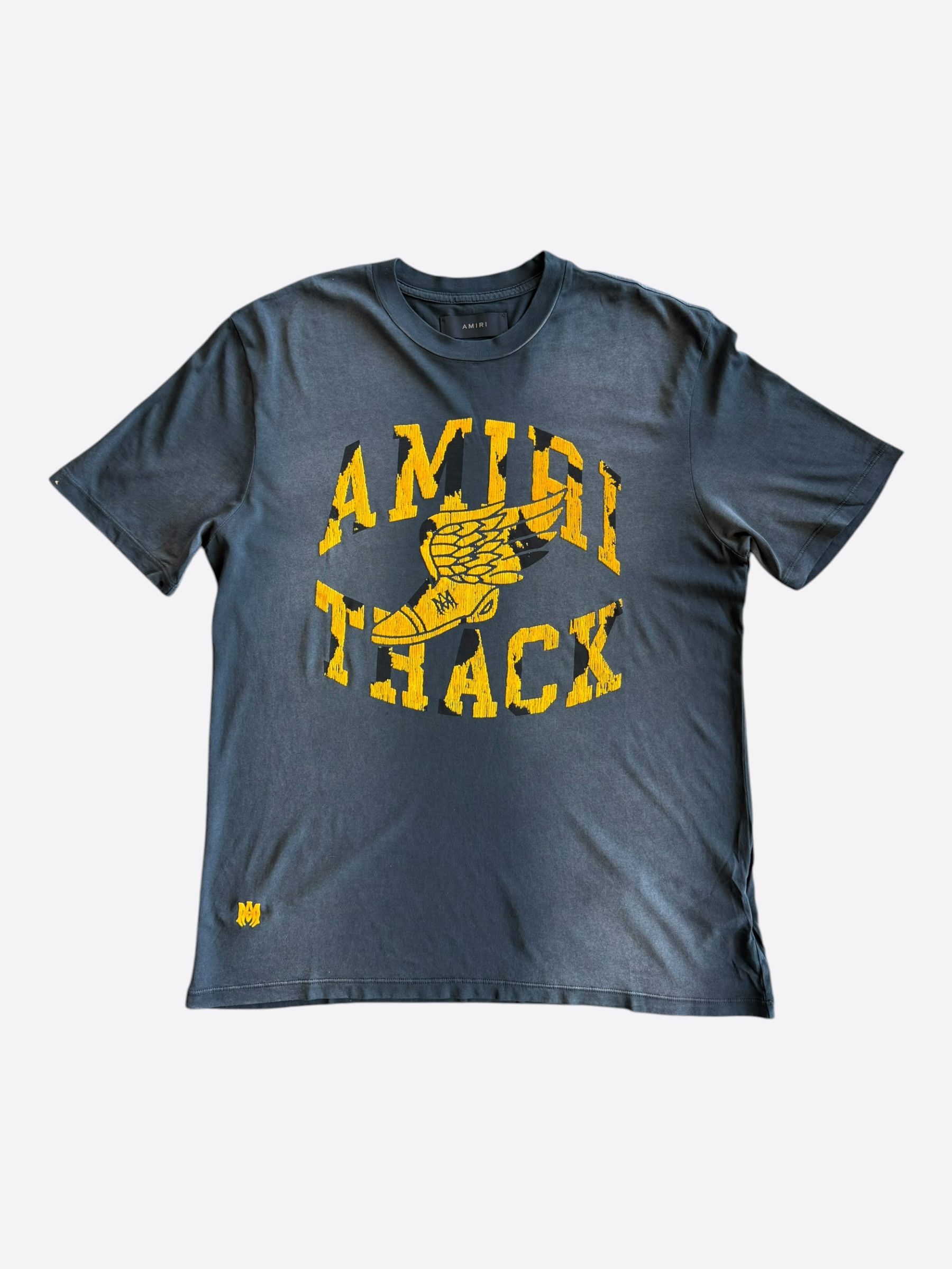 Amiri Amiri Logo Shotgun Tee 'Faded Black' | Grailed